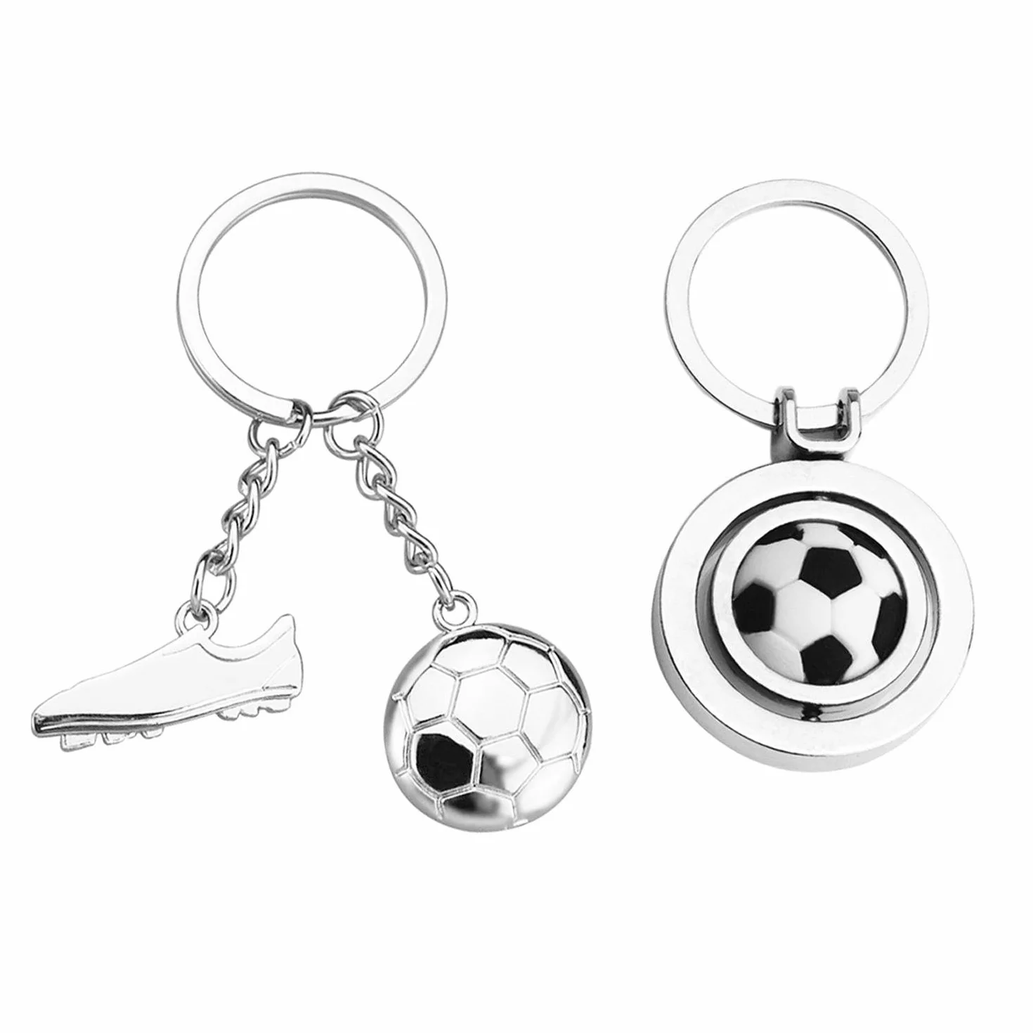 Llaveros Conmemorativos de Fútbol de 2 Piezas de Metal para Fanáticos