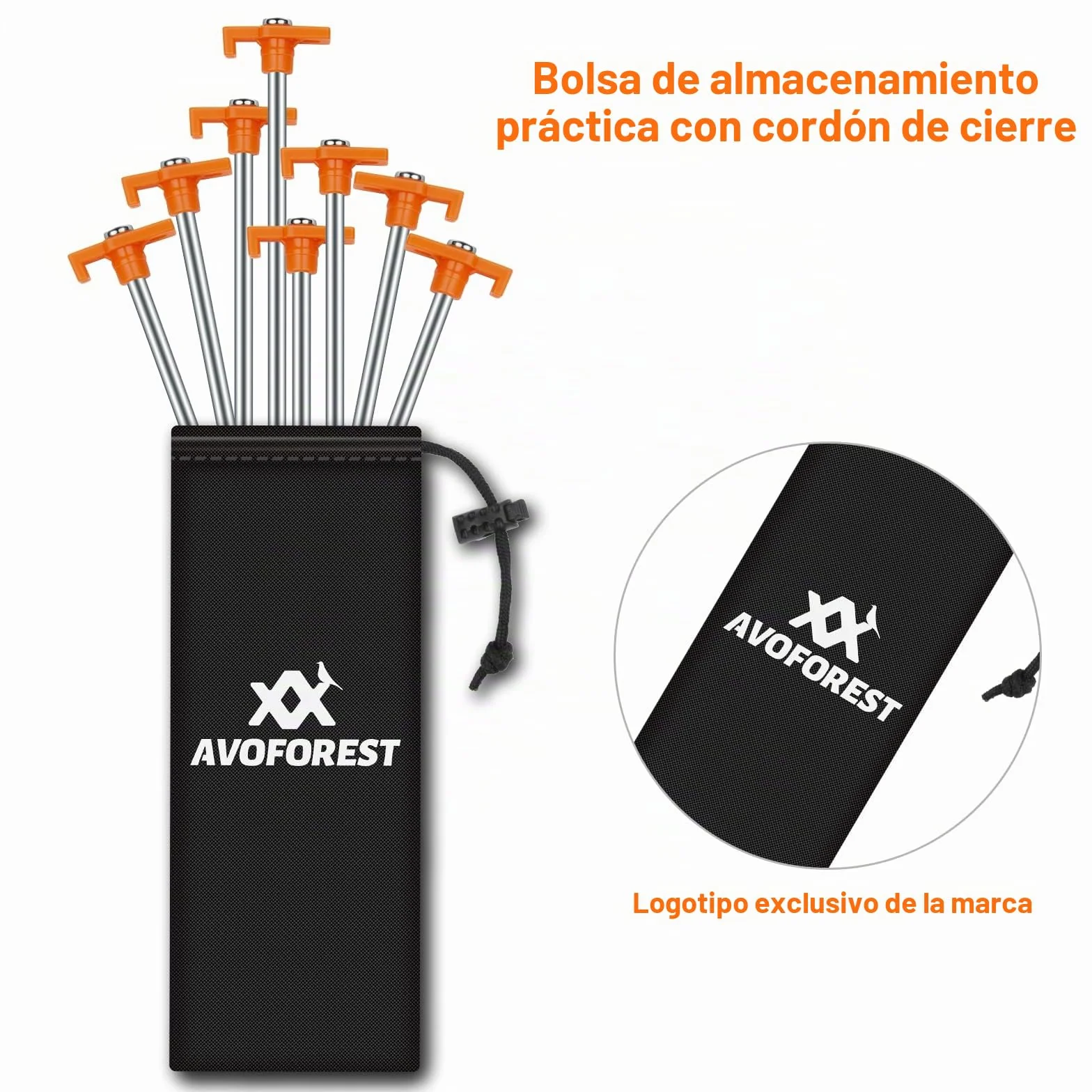 Piquetas de Acero para Carpa 18 cm Camping con Bolsa de Almacenamiento 20pcs Naranja