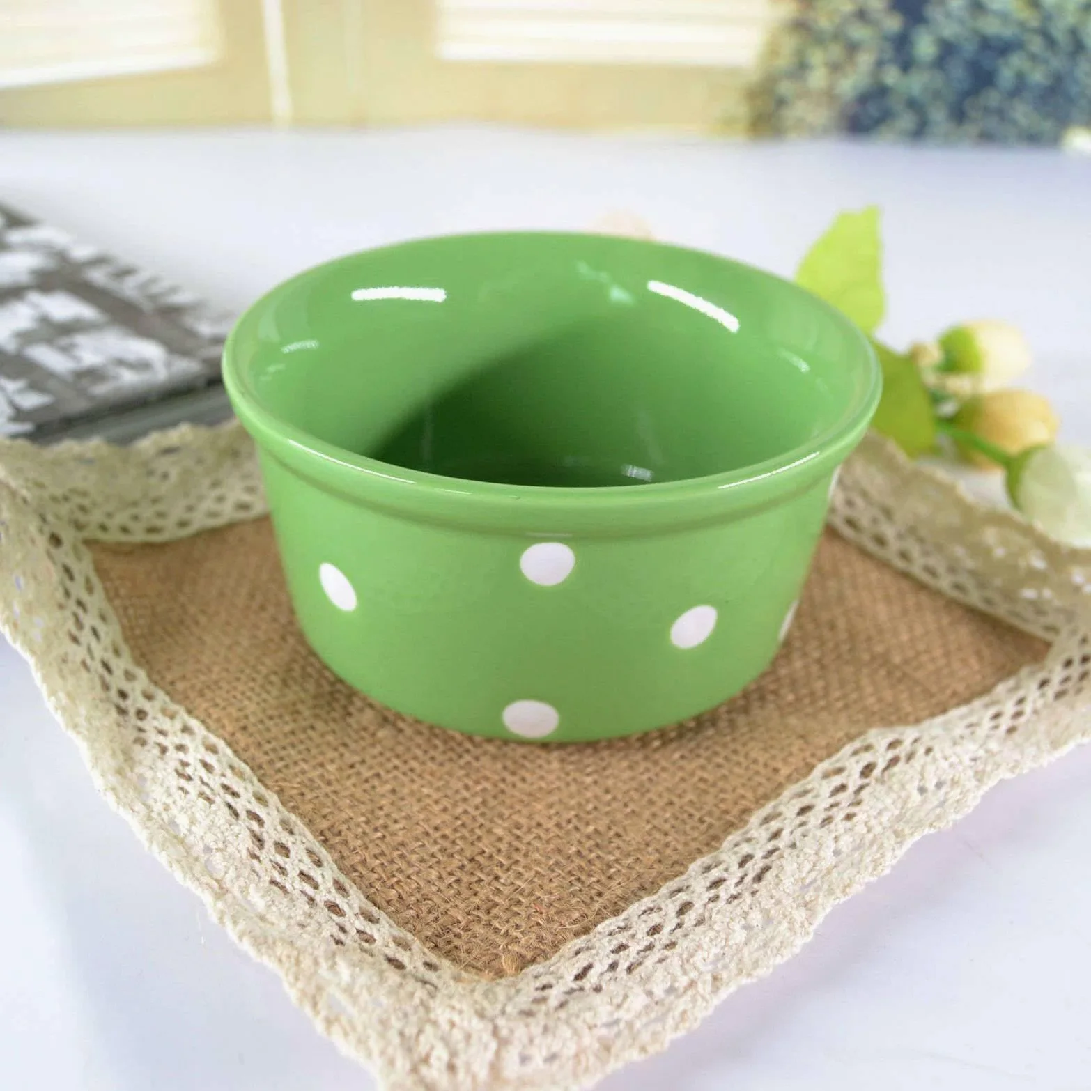 Juego de 4 ramequines verdes de 230 ml, aptos para horno, creme brulee, perfectos para freidora de aire y hornear, utensilios de cocina de cerámica duraderos