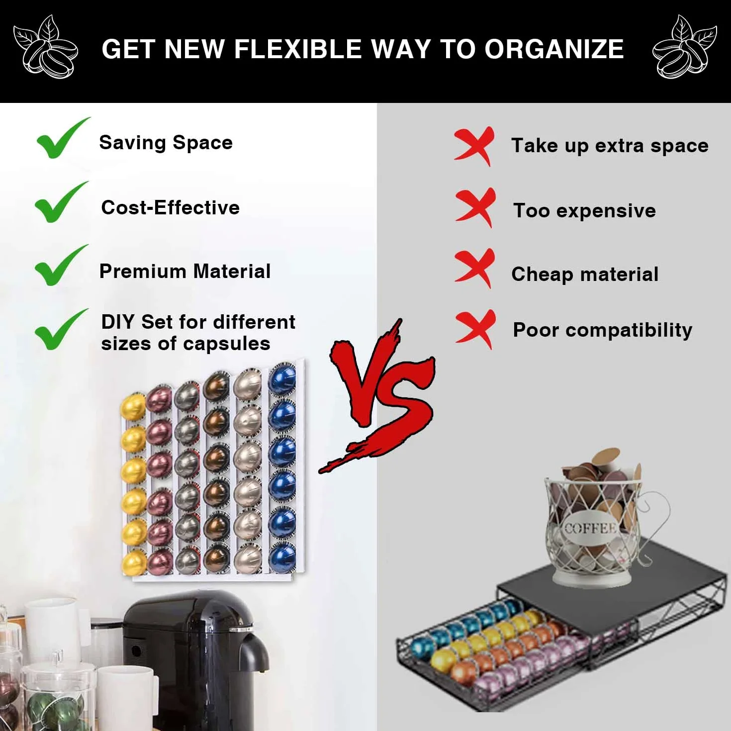 Compatible con Nespresso Vertuoline Cápsulas de café Soporte de 10 unidades para color blanco