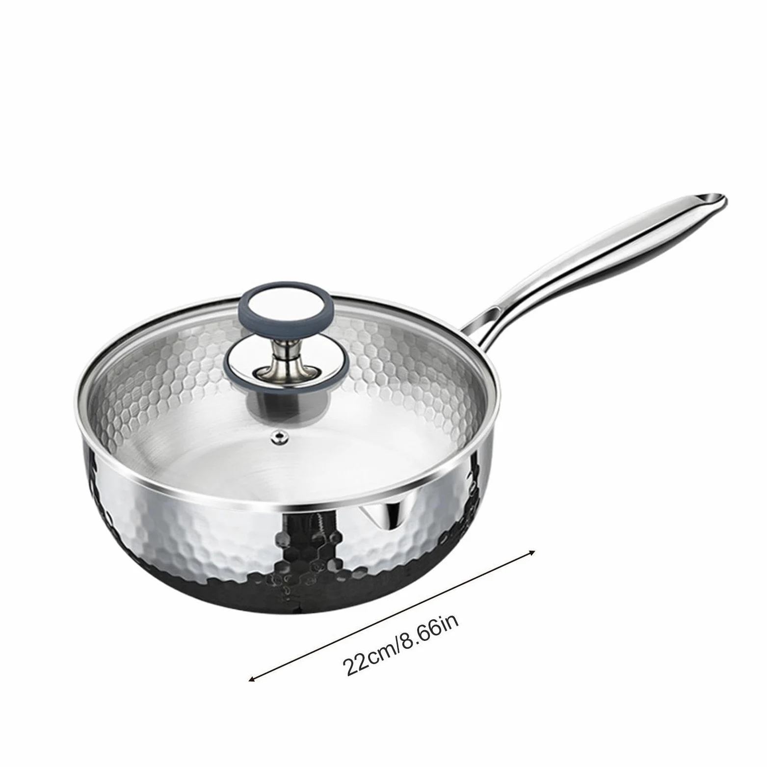 Cazo De Salsa Recipiente de Acero Inoxidable con Asa y Pico Vertedor | Cazo Pequeño Para Vapor Y Salsas Cocinar, Freír, Cocción Lenta, Hervir, Sopas, Comidas Saludables, Compatible Con Inducción