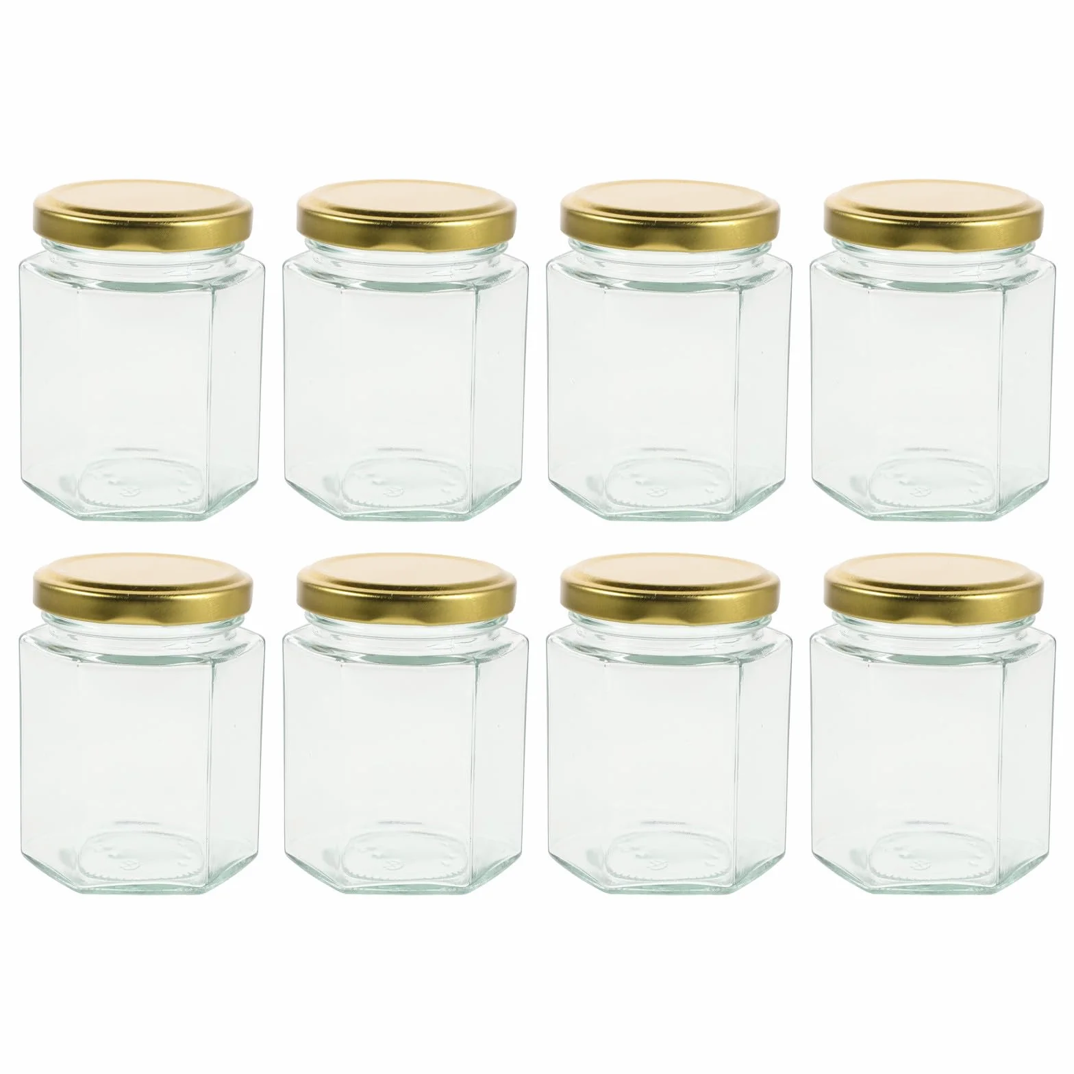 Operitacx 8 frascos de vidrio hexagonales pequeños con tapa, mini recipientes para miel, botellas de almacenamiento de mermelada a prueba de fugas de 180 ml/6 oz para salsa de chile, miel, mermeladas,
