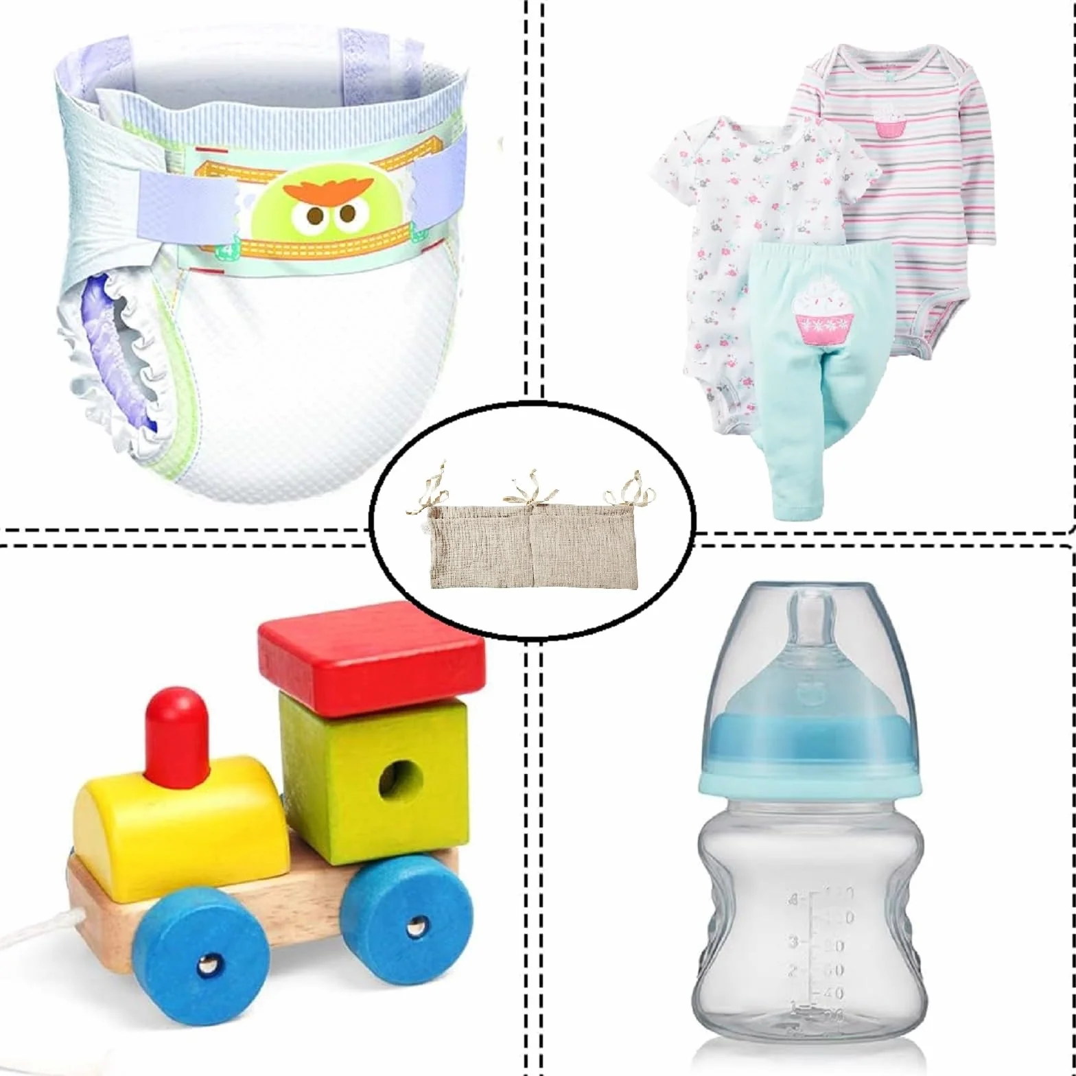 Organizador Colgante para Cama de Bebé, Bolso con Dos Bolsillos Grandes para Pañales y Juguetes, Caqui