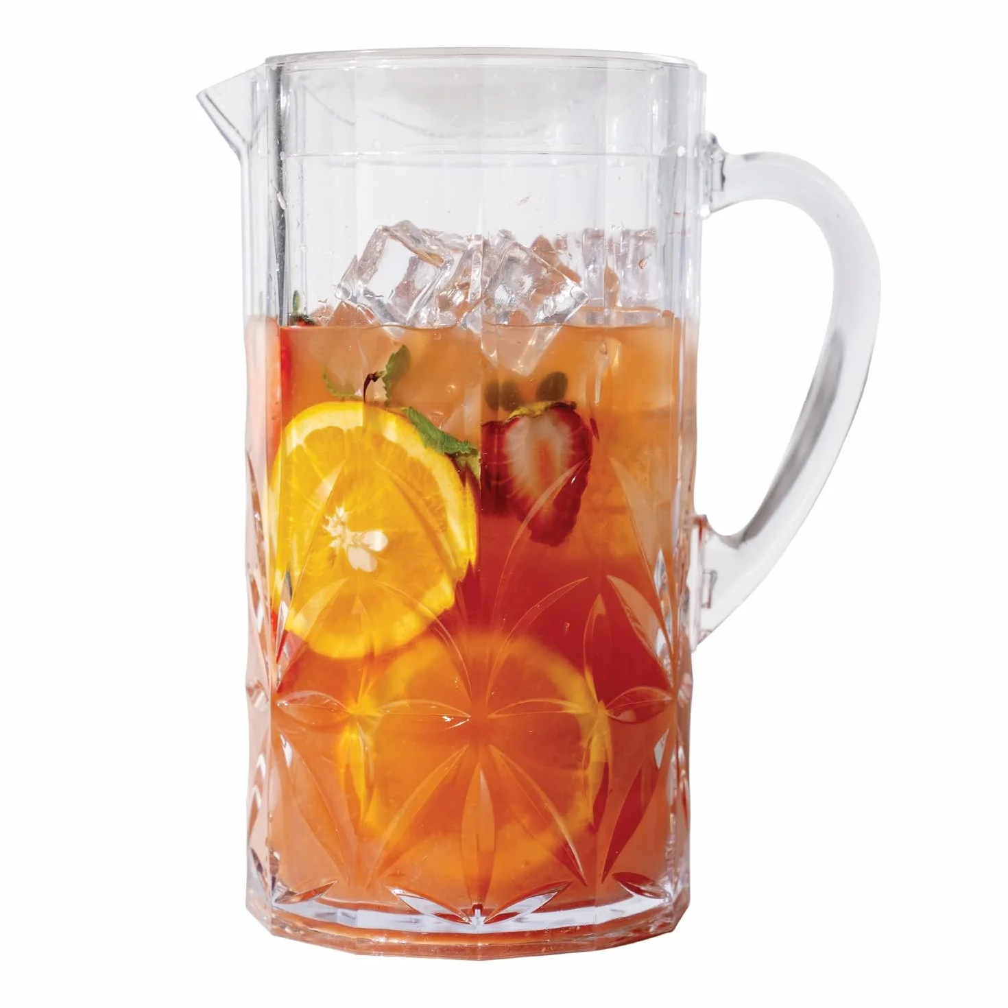 BELLAFORTE Jarra de agua de plástico Tritan inastillable, 86 onzas, sin BPA, jarra irrompible de Myrtle Beach para fiestas en interiores y exteriores, apta para lavavajillas, transparente
