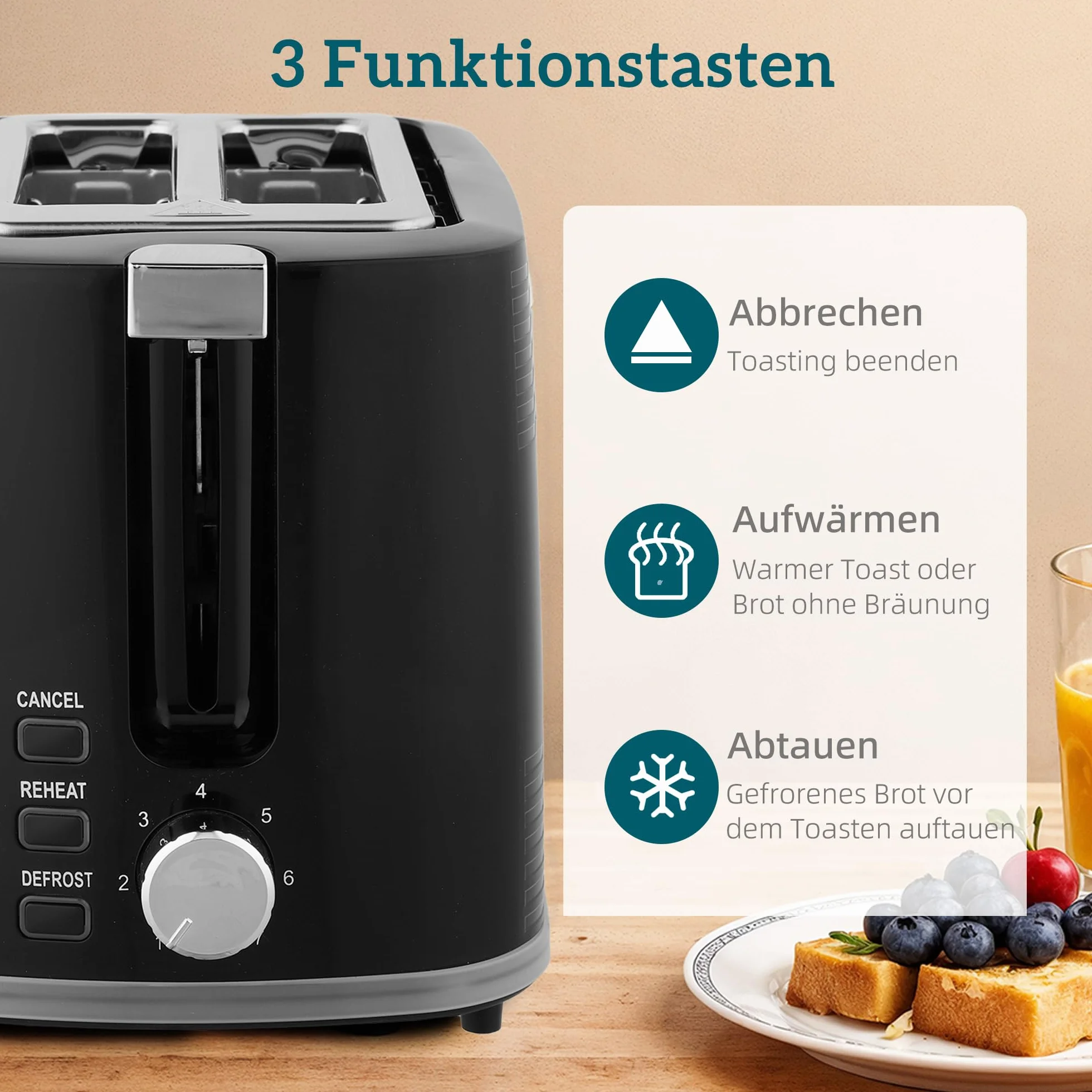 HOMCOM Set Tostador Hervidor Acero Inoxidable 1.7L Tostador 2 Discos 2200W Set Desayuno con Termostato Otter, 7 Niveles de Dorado, Descongelar, Recalentar, Bandeja recogemigas, Filtro antical Negro