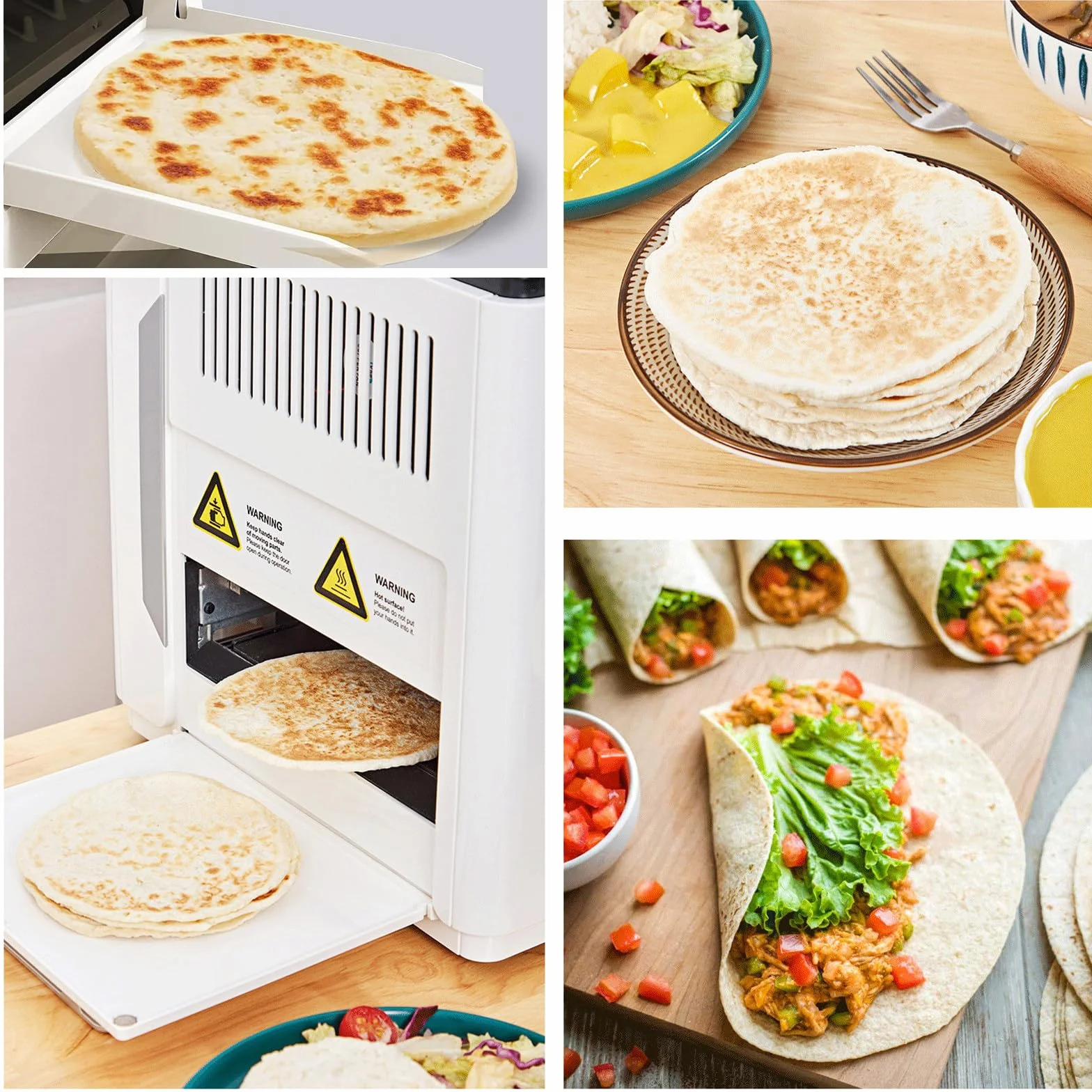 maquina crepes e panquecas, maquina pancakes automatica, Máquina para hacer tortillas y prensa para roti, prepare 20 deliciosos panes planos, tortillas y pitas de una sola vez con un solo botón