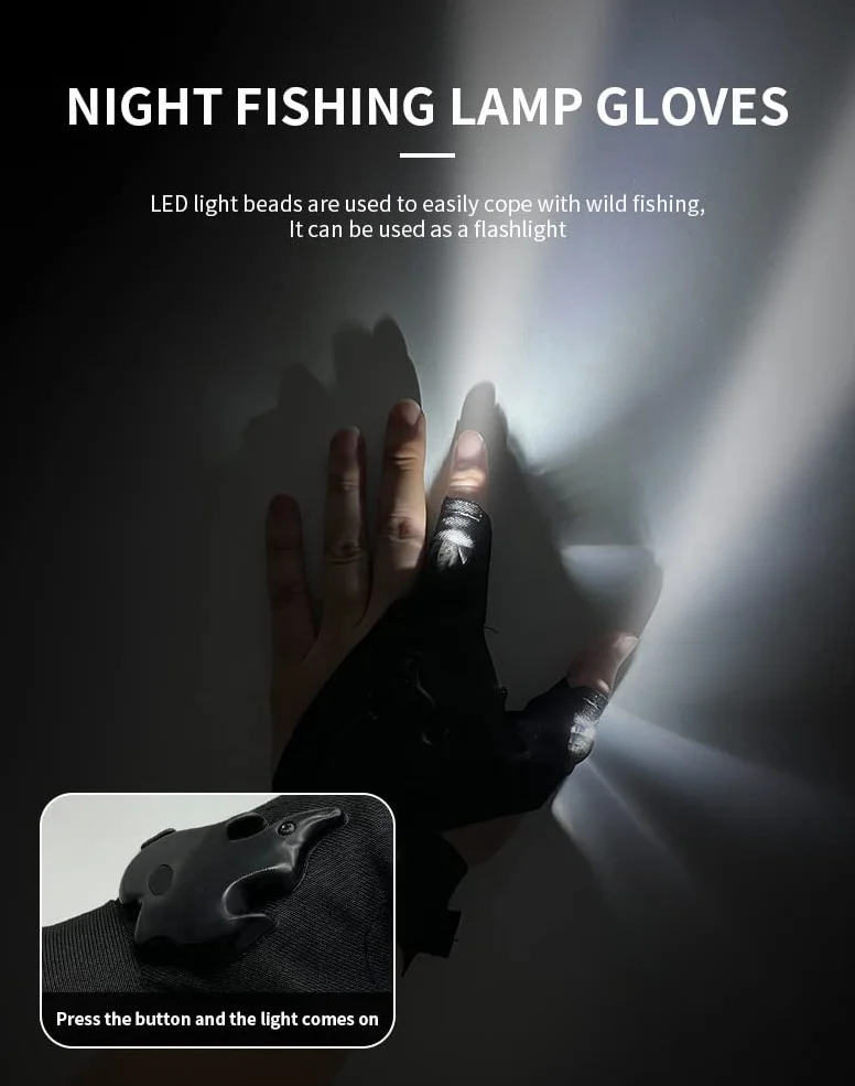 Guantes de Linterna LED Recargables Manos Libres para Pesca Camping