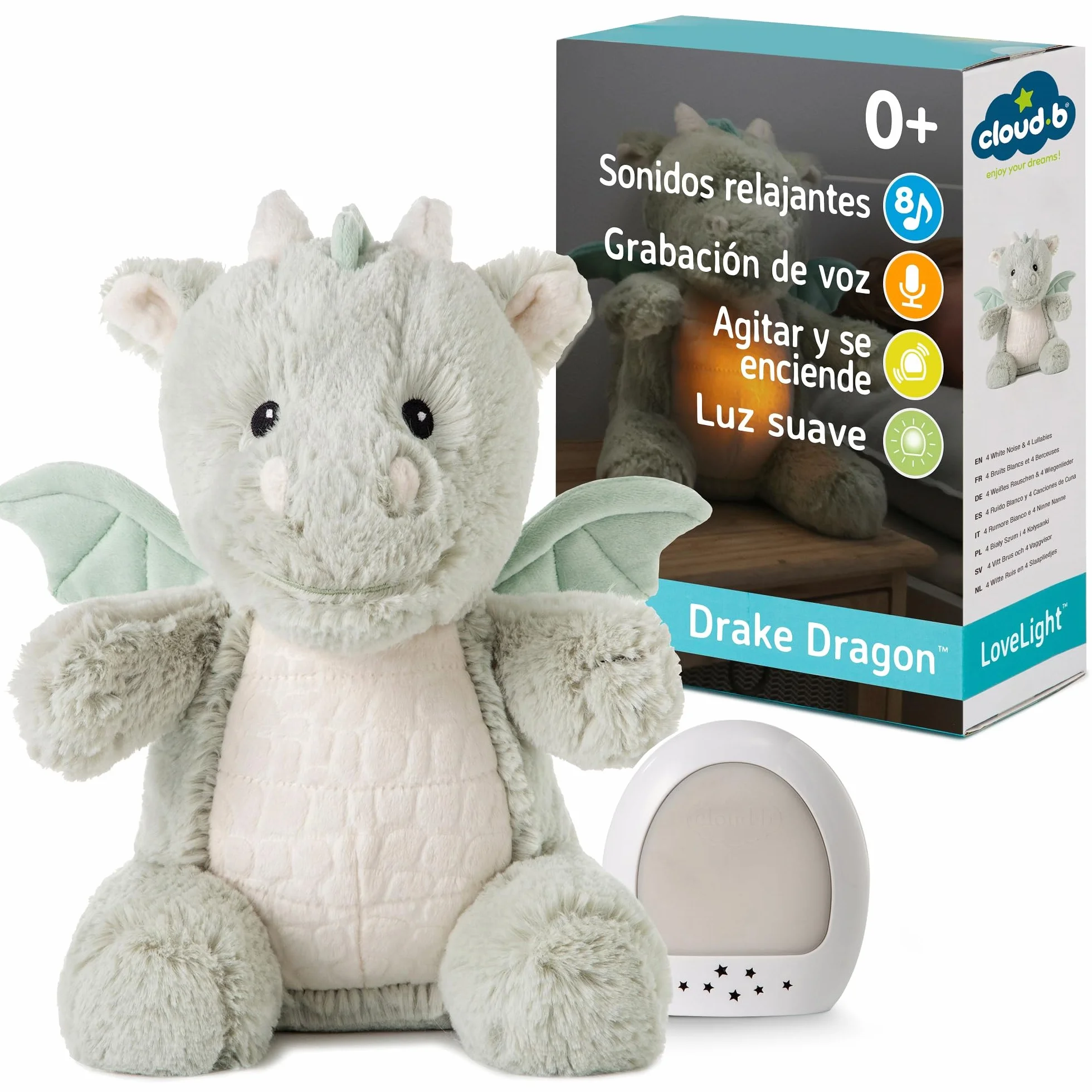 LoveLight Drake el dragón Sonidos relajantes Grabación de Voz Shake & Play Luz Suave