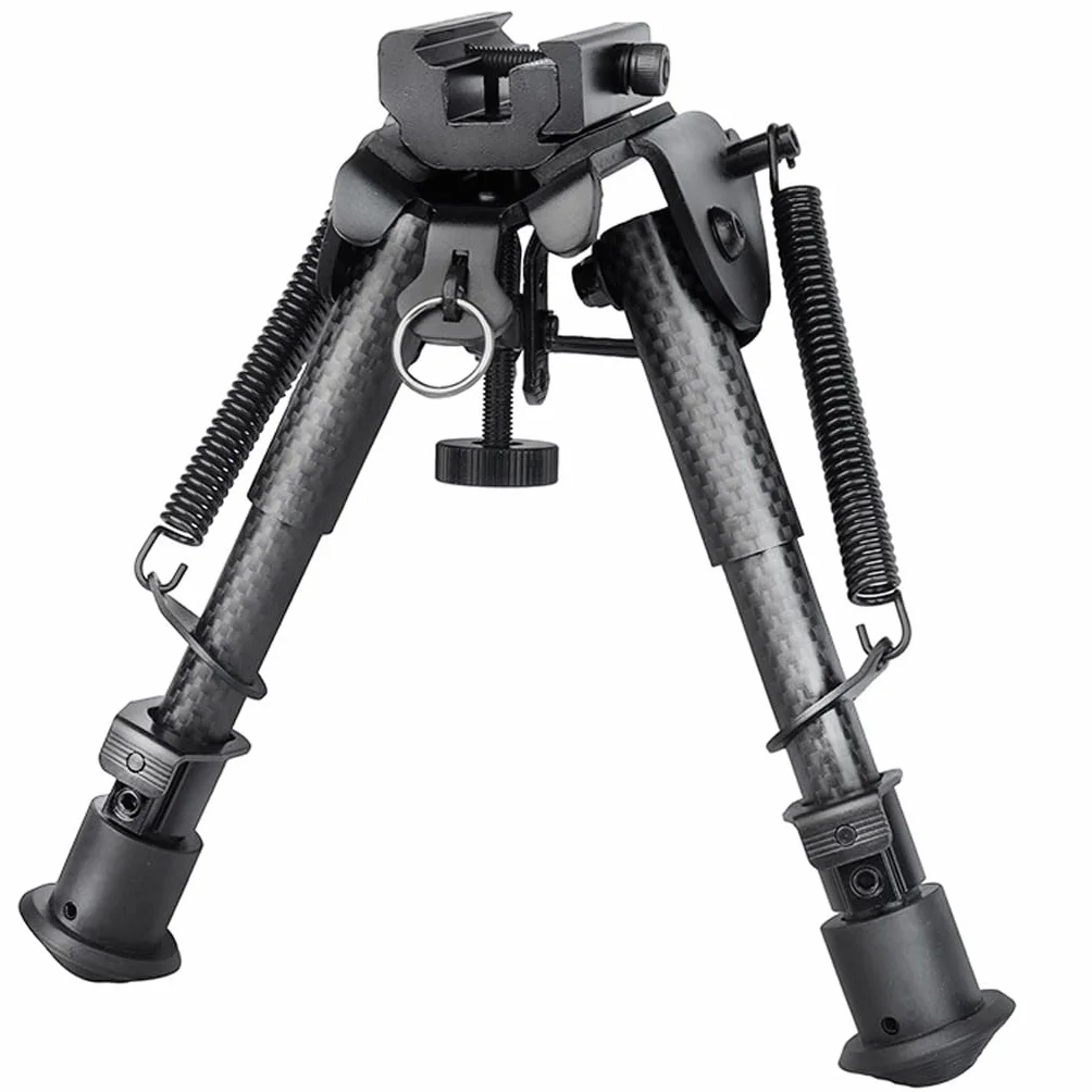 Bípode Táctico Ligero Fibra Carbono Altura Ajustable 15-23 cm Patas Muescas Adaptador Riel