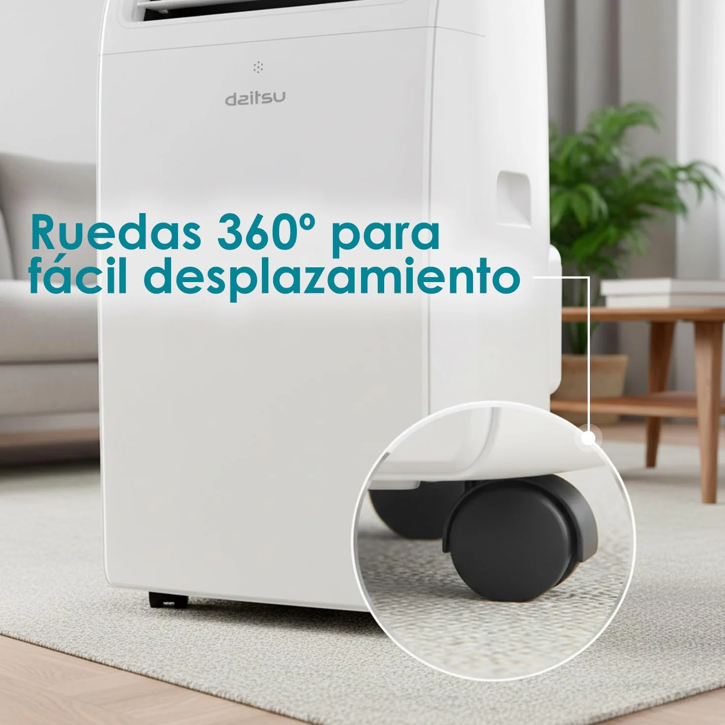 Daitsu - Aire Acondicionado Portátil 4 en 1 Frío, Calor, Deshumidificador y Ventilador | Aeris Dual APD-09FCXB | Compacto y Silencioso | Mando a Distancia (Cobertura 22 m² (Frío/Calor))