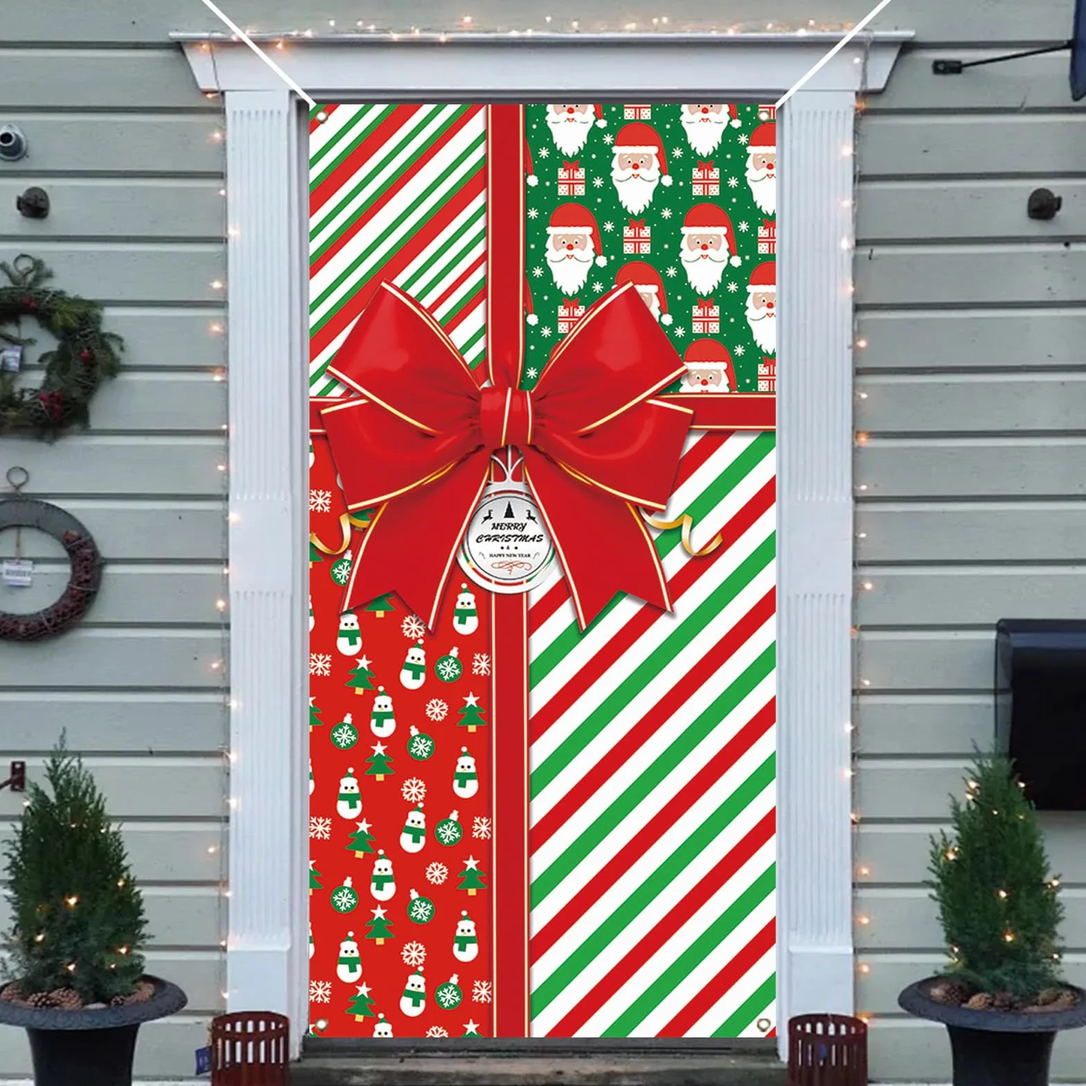 Decoracion Puerta Navidad 90 x 180 cm, Cubierta de Puerta Arco Navideños, Cortina Puerta Banner Navidad para Invierno Fiesta Decoracion Hogar Casa