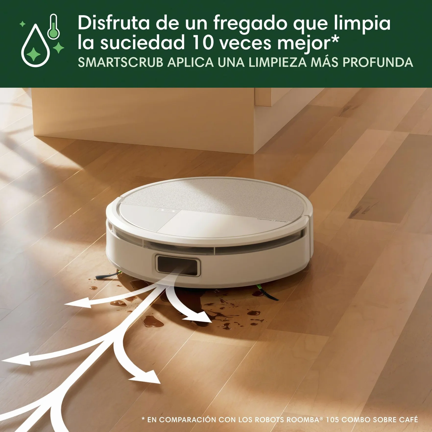 iRobot Roomba MAX 705 Combo con Base AutoWash multifunción y Agua Caliente, Rodillo de fregado PowerSpin Extensible, Cubierta Protectora, cepillos Dobles, fregado y Secado con Calor, LiDAR 3D con IA_B