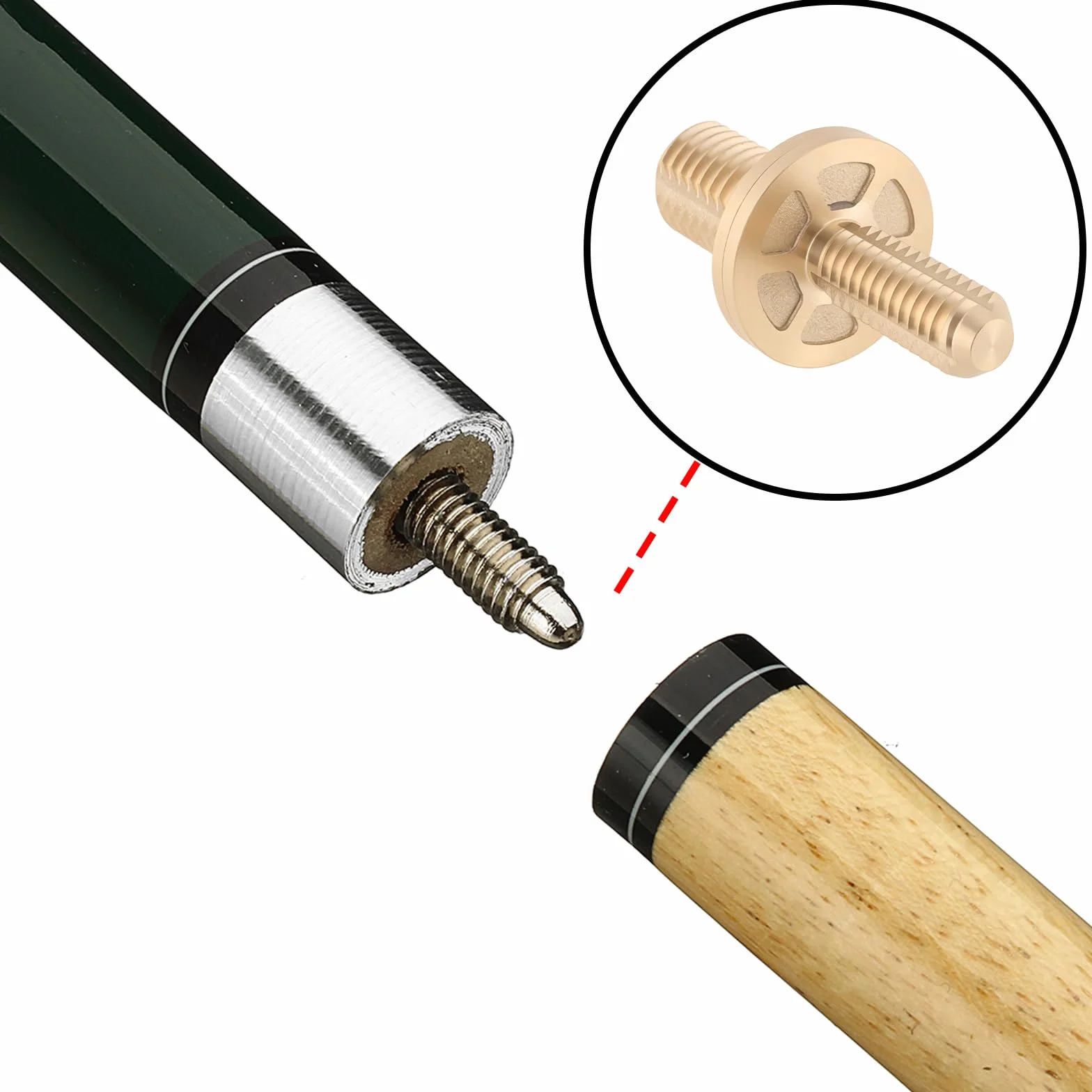 EMSea 2 tacos de billar de 1/2 pulgada con tornillo de latón para taco de billar extendido, 47,5 x 22 mm