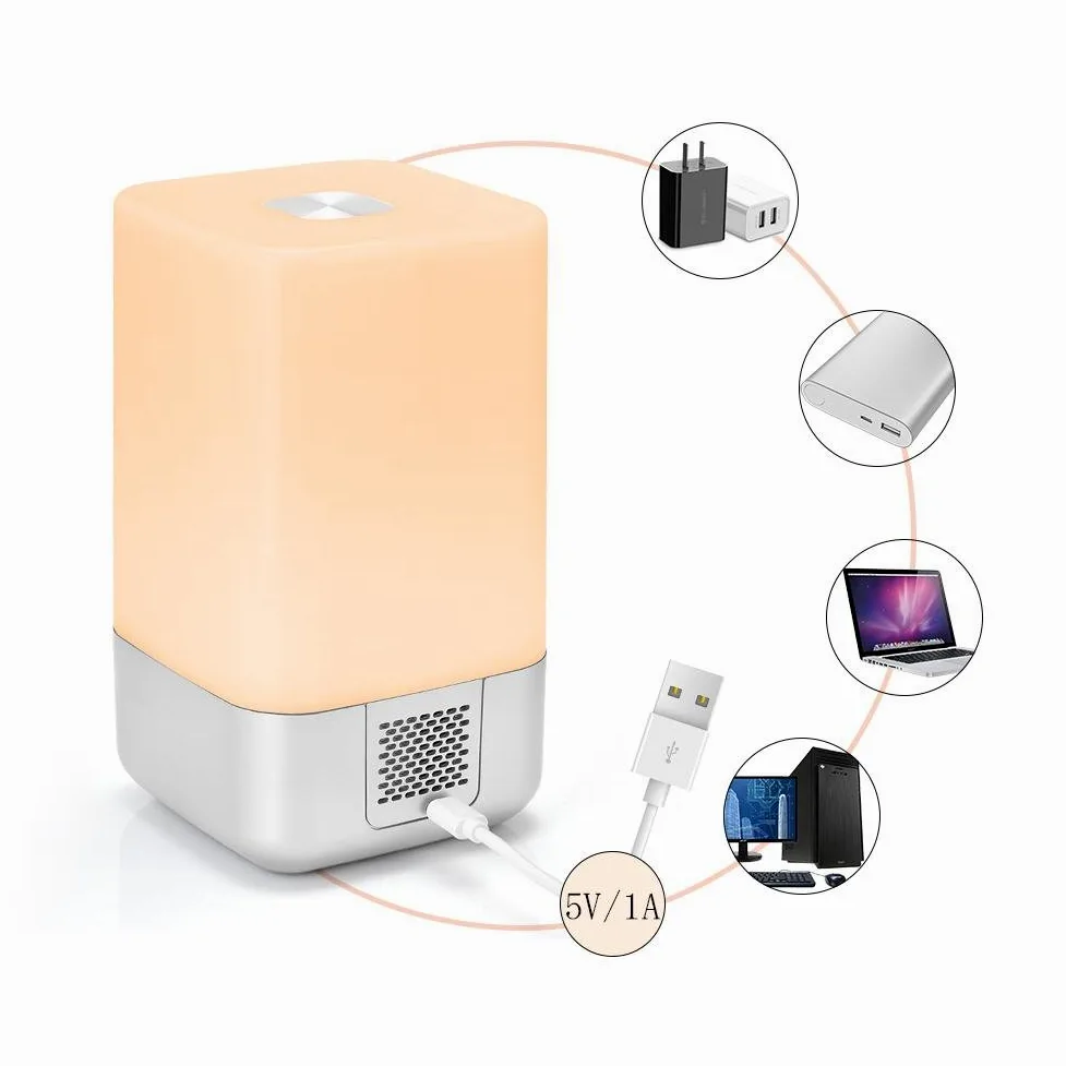 Fdit 5 Sonidos Despertar Luz Alarm Reloj Amanecer Simulation Lámpara de Noche con Naturales