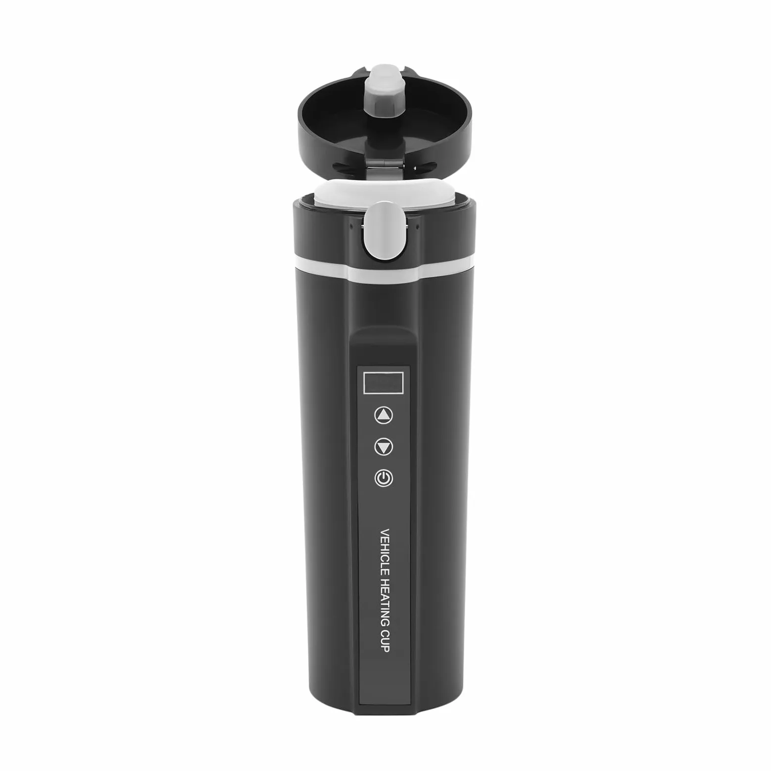 Taza de viaje eléctrica portátil, con pantalla LED, acero inoxidable 304, 450 ml, para coche de 12 V/24 V, longitud de cable de 31,49 pulgadas, para calentar y mantener caliente el agua potable, café