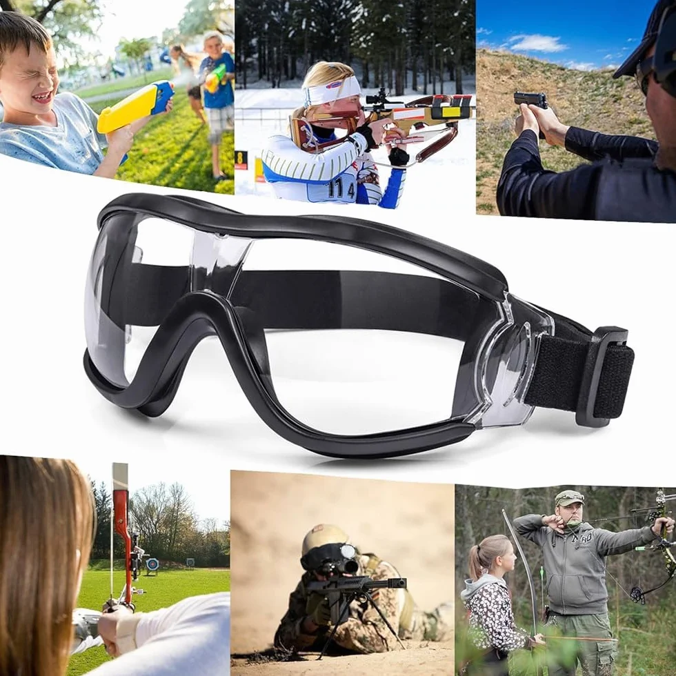 Gafas de seguridad para niños para Nerf Jugar, antigolpes, antivaho, correa ajustable, ajuste para 5-12 años