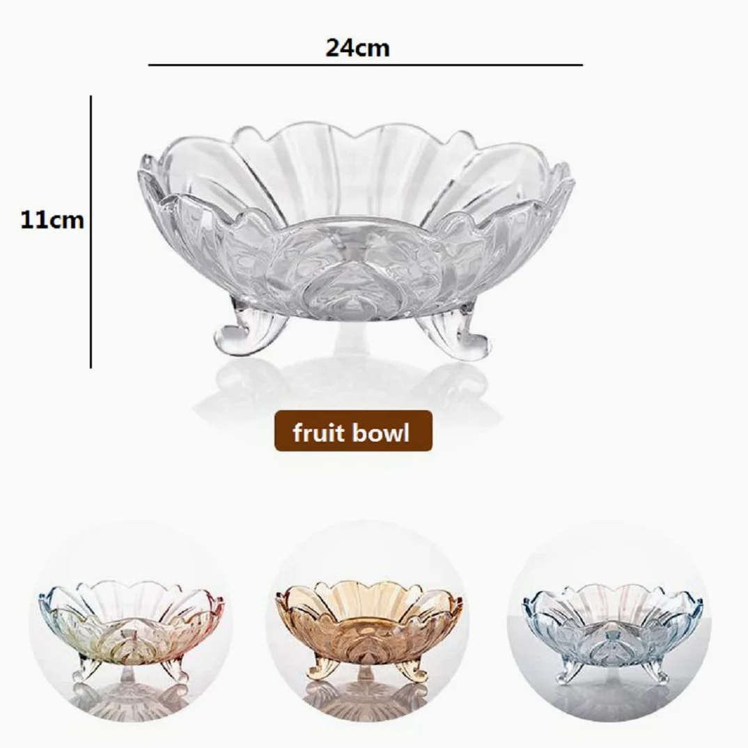Bol Grande De Cristal para Frutas, 24 Cm, Color Beige, para Dulces Y Servir. Bandeja Multiusos para El Hogar Y La Oficina. Red