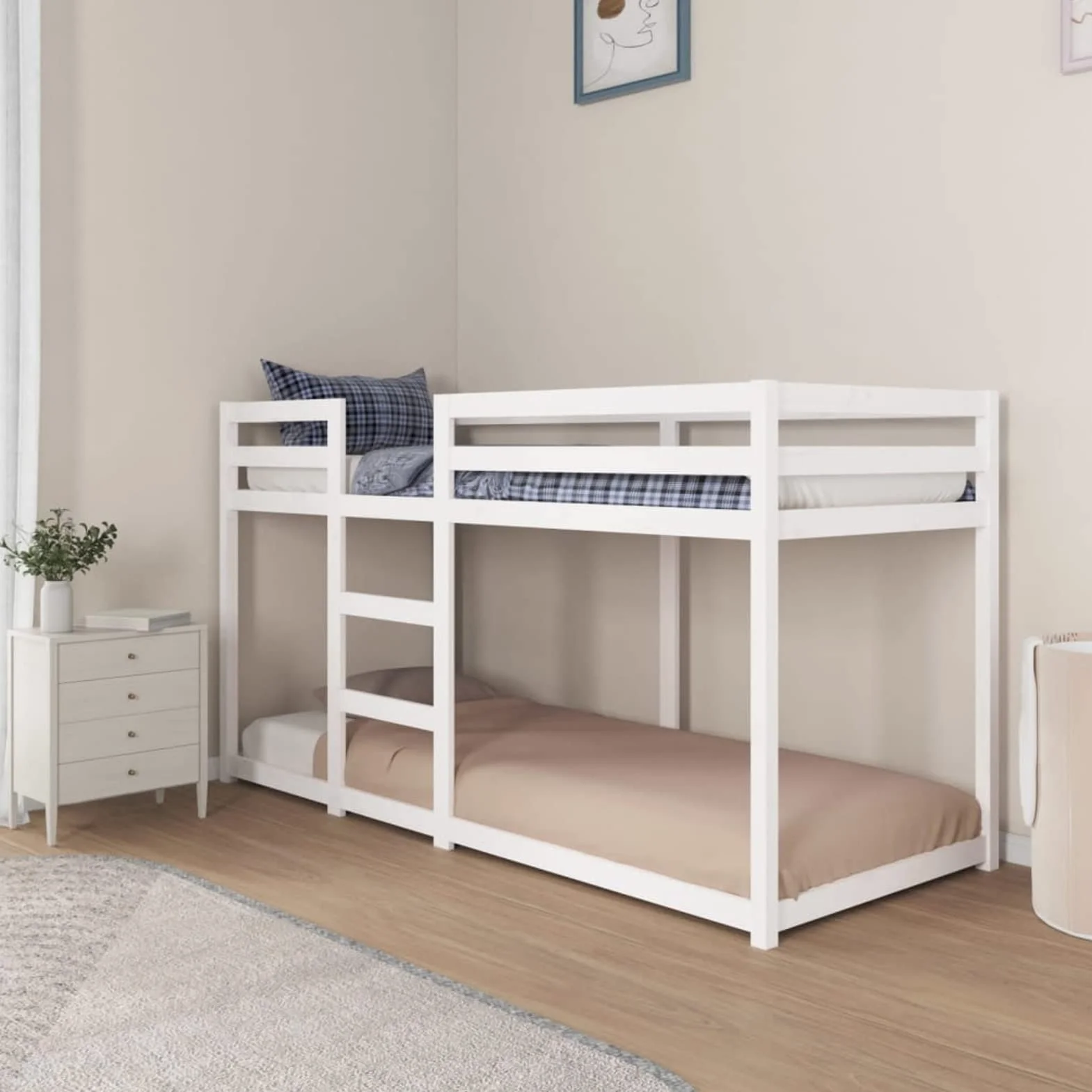 Festnight Litera de Madera 80 x 200 cm, Cama Litera Juvenil y Adulto, Blanco