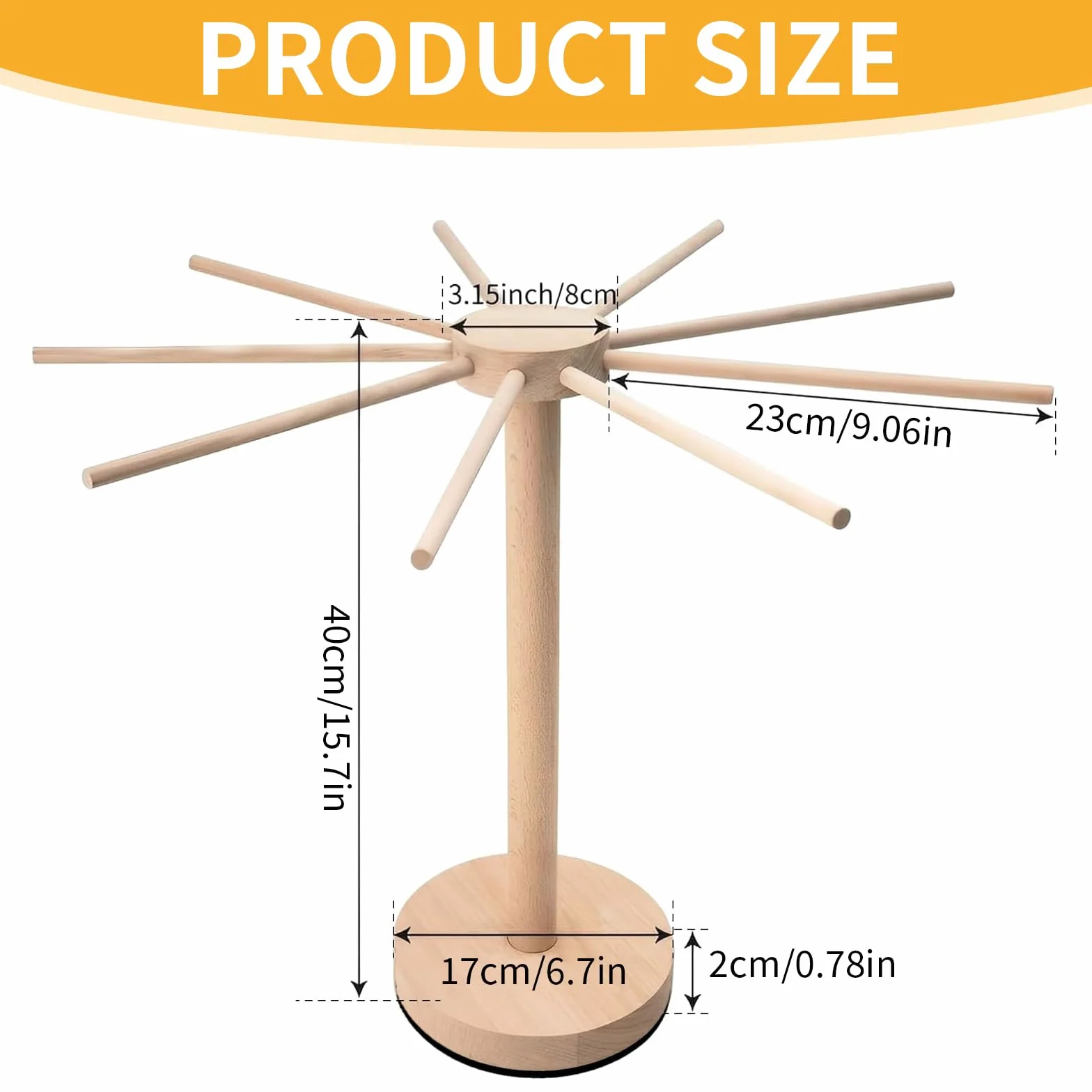 Secador de pasta con 9 brazos desmontables con base giratoria giratoria para fideos italianos y fideos chinos