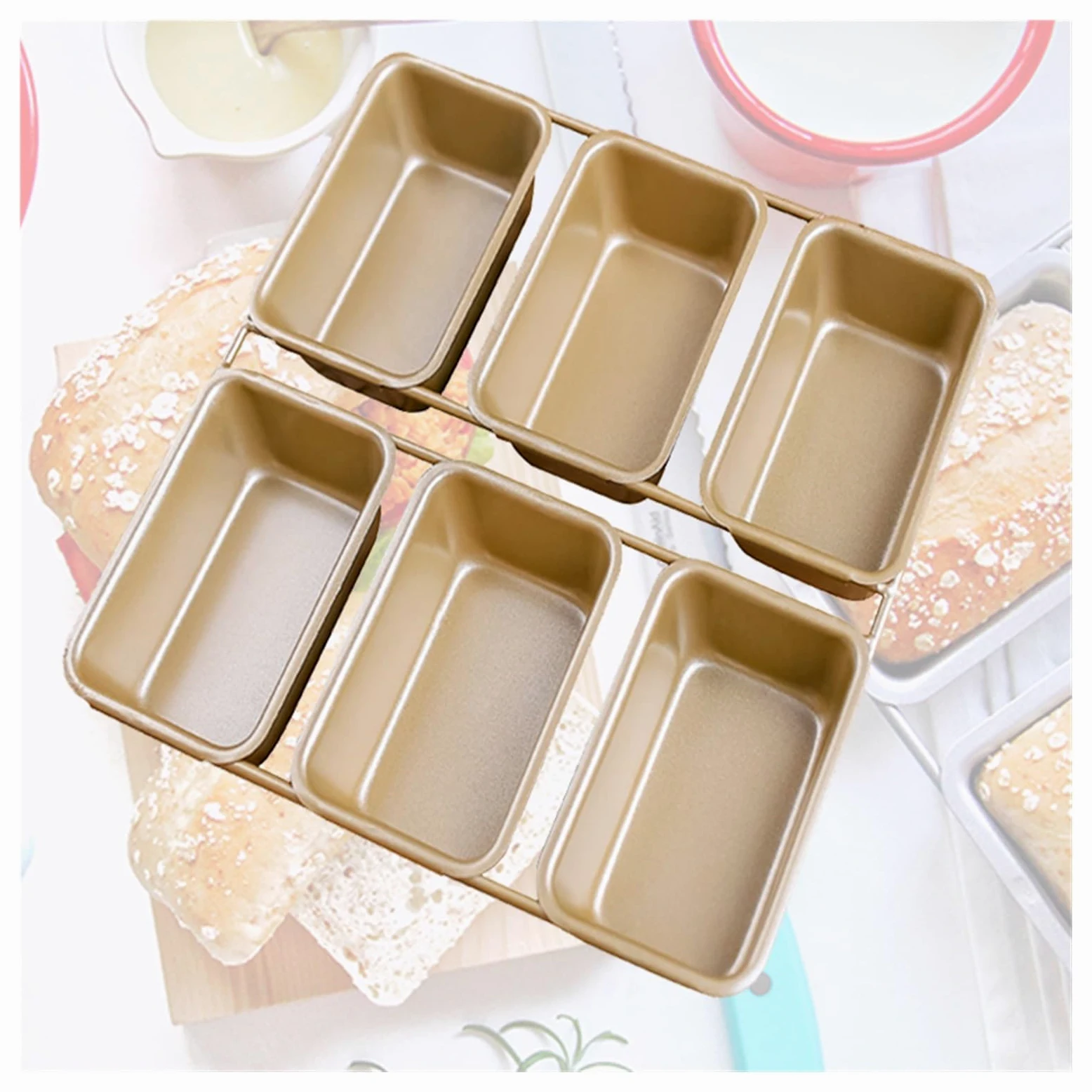 Molde para Tostadas Molde for Hornear Cuadrado 6, Mini Molde for Tostadas Antiadherente, Molde for Brownie, Molde for bizcocho, Bandeja for Hornear Queso, Bandeja for Pan