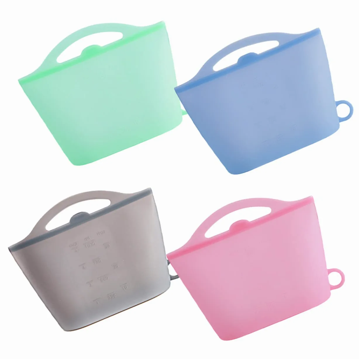 4 Bolsas De Silicona Para 1000ml Refrigerador Congelador Reutilizables Herméticas