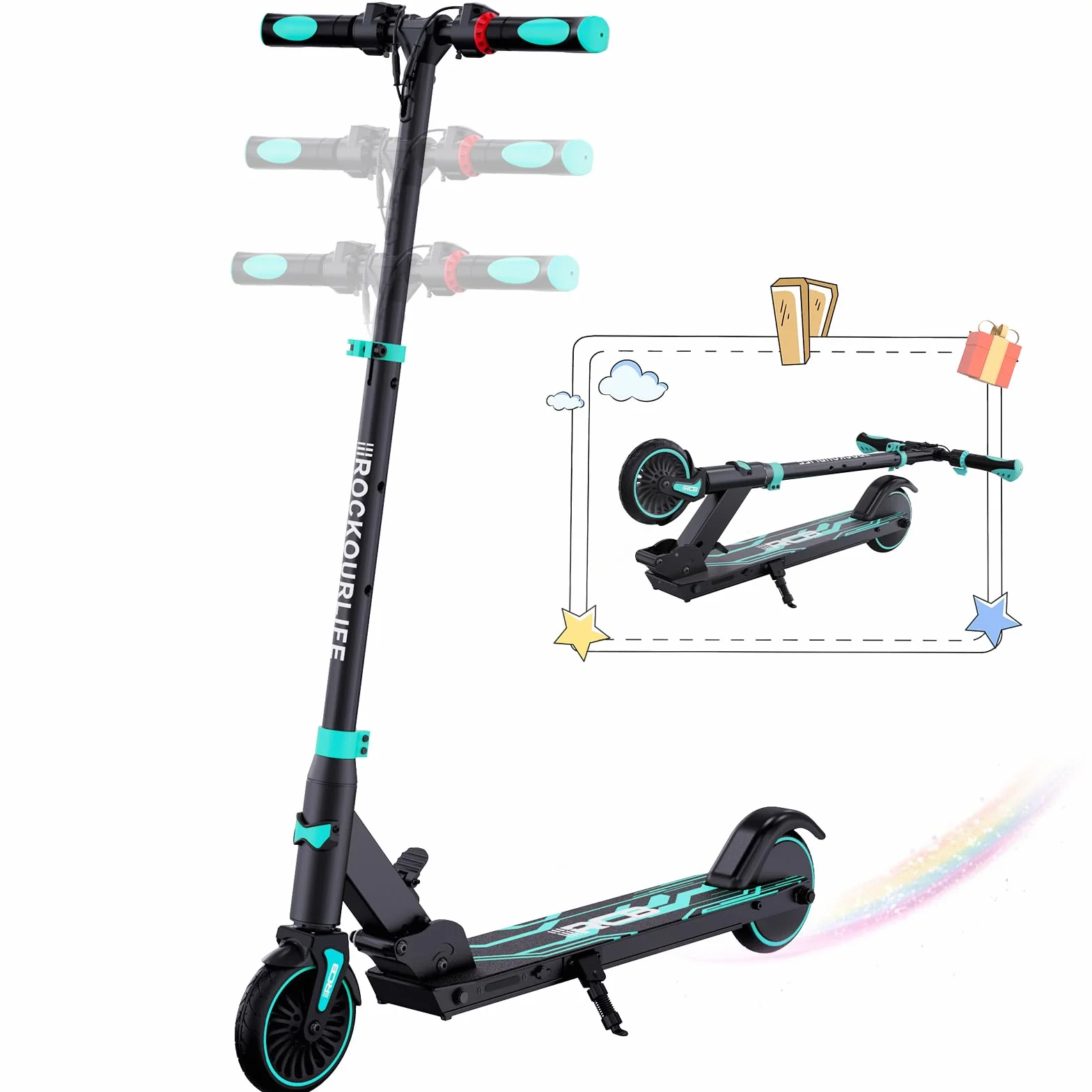 Patinete Eléctrico Plegable para Niños 8-12-16 Años 16 KM 20 KM/H RCB TECH