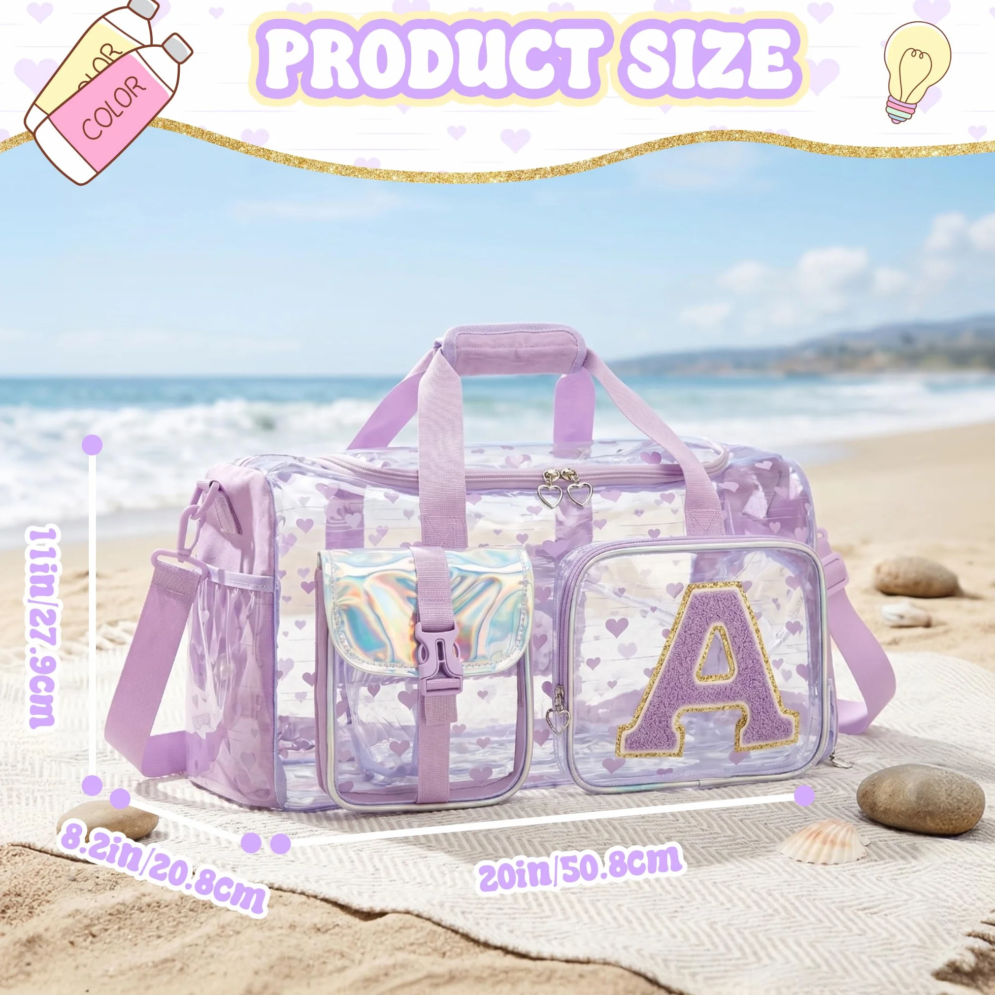 Bolsa de Deporte Niña Transparente Inicial A – Bolsa de Piscina Playa Gym Maleta Infantil