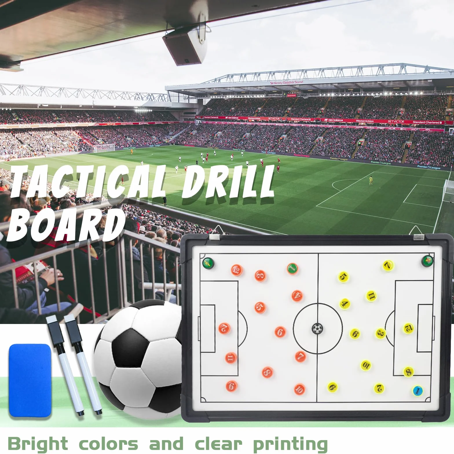 Pizarra Táctica de Fútbol Plegable con Imanes para Entrenamiento