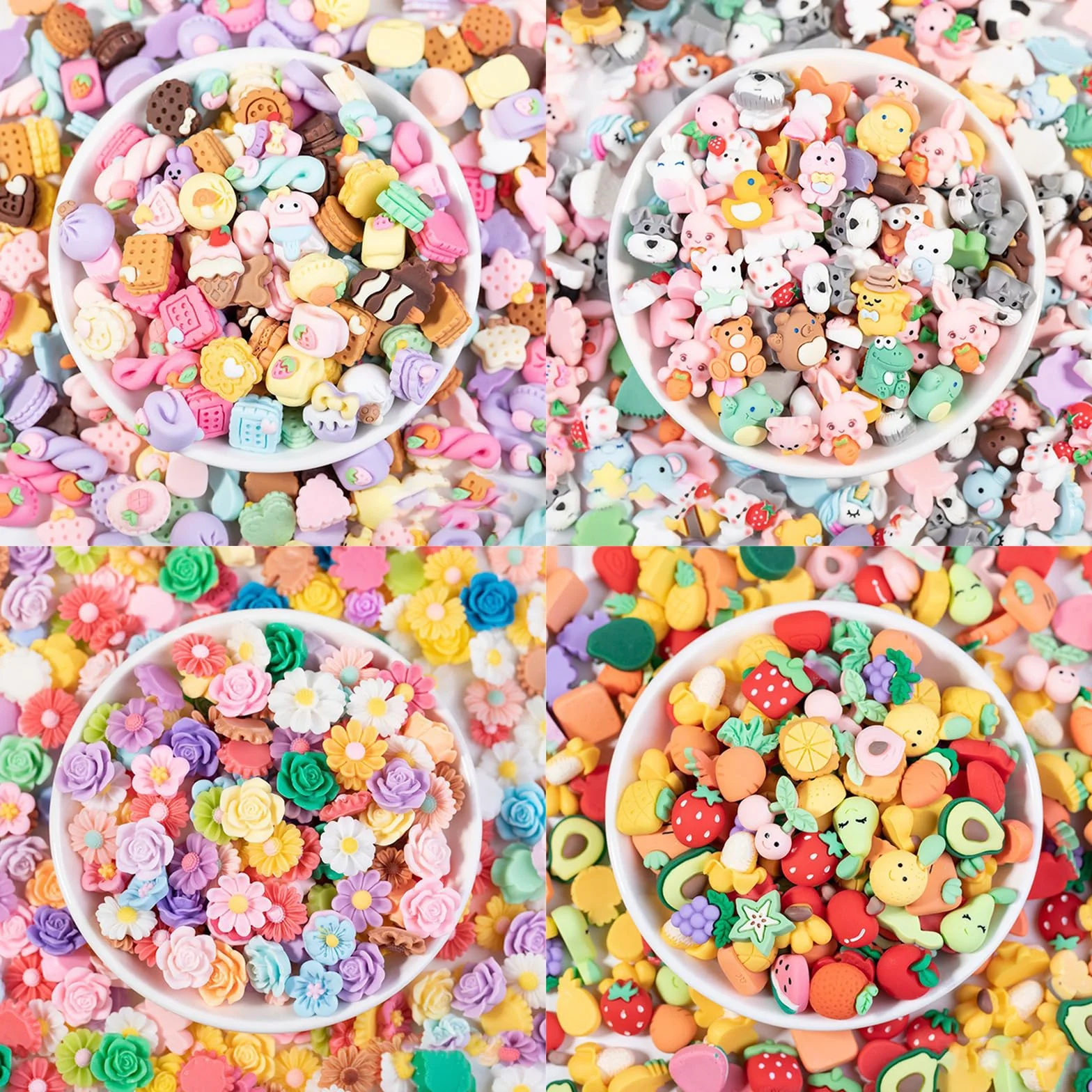 100 Piezas Surtido de Charms de Slime, Cute Cartoon Bulk Flatback Charms, Adornos de Gelatina y Resina Plana, Cute Cartoon Bulk Flatback Resina Adornos, para Hacer Manualidades
