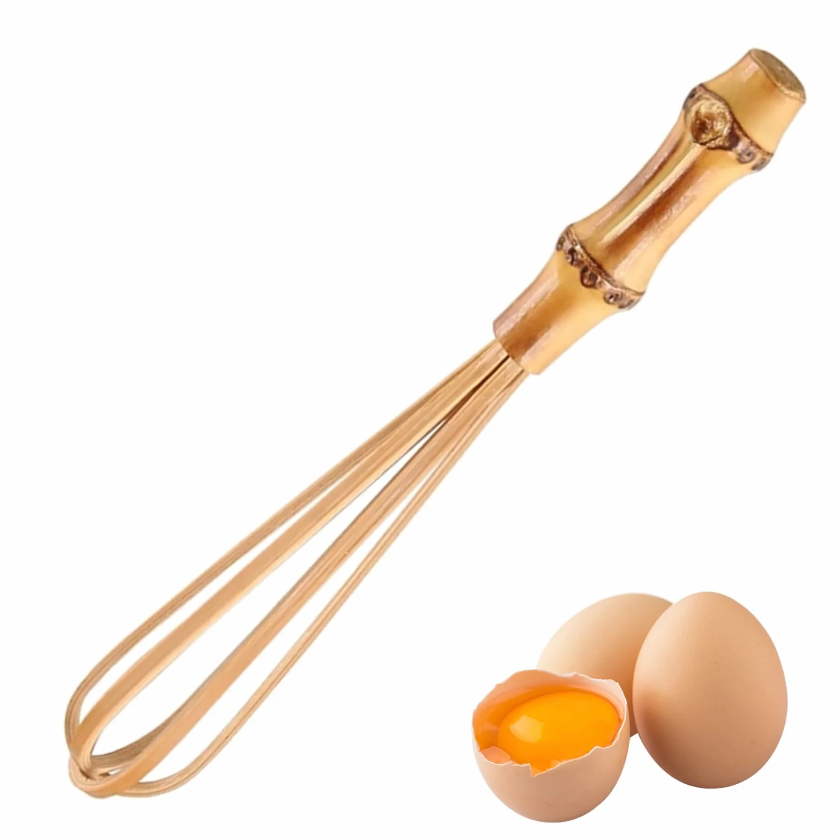 Mini batidor, batidor de bambú de Madera, Herramienta de horneado de Cocina Natural de 5.5 Pulgadas para cocinar, batir Huevos, Mezclar Salsas, Leche de Espuma, baterías.