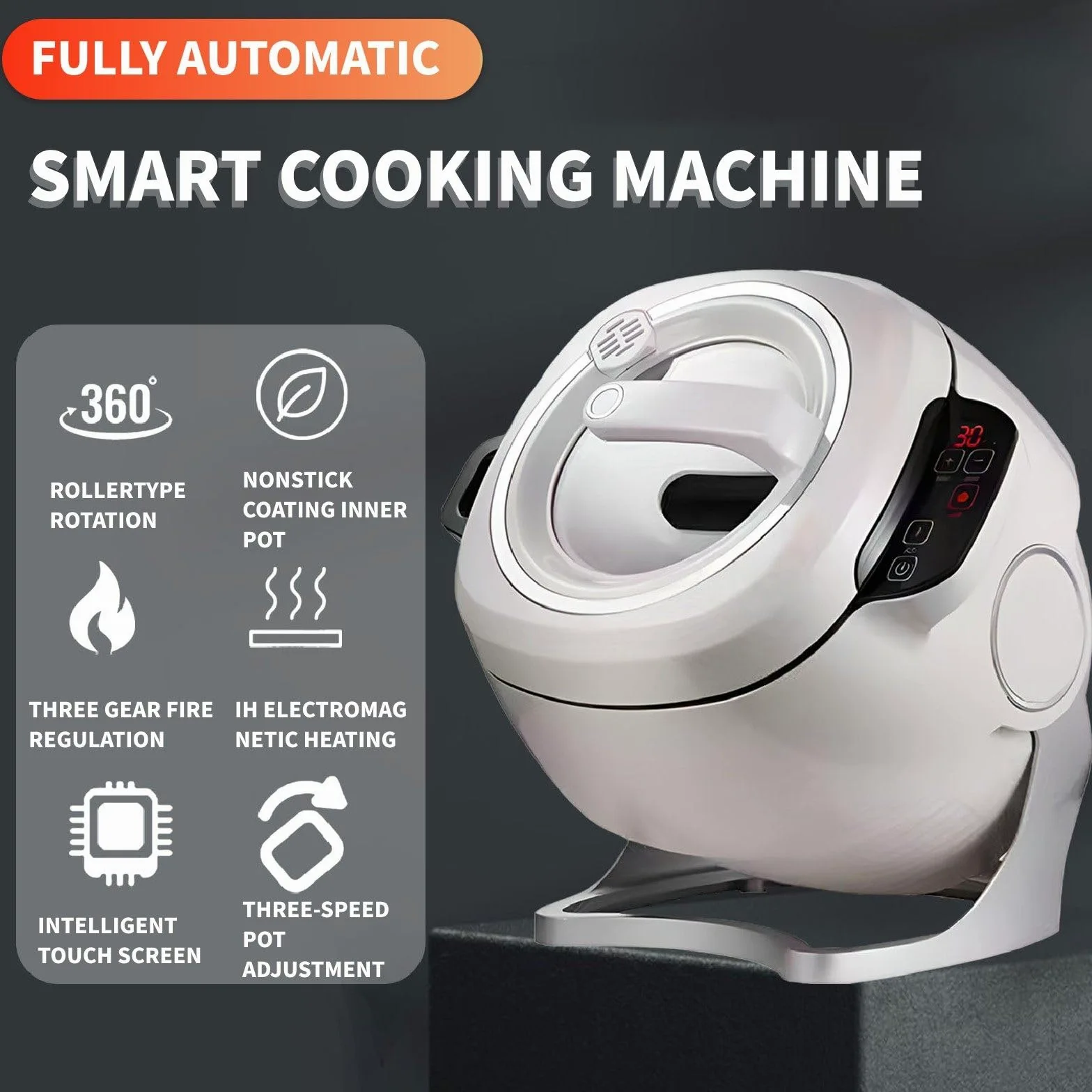 Salteador Automático-Olla Inteligente Eléctrica Antiadherente Programable para Una Cocina Fácil Y Saludable, Sin Humo,para Principiantes Y Apartamentos Pequeños
