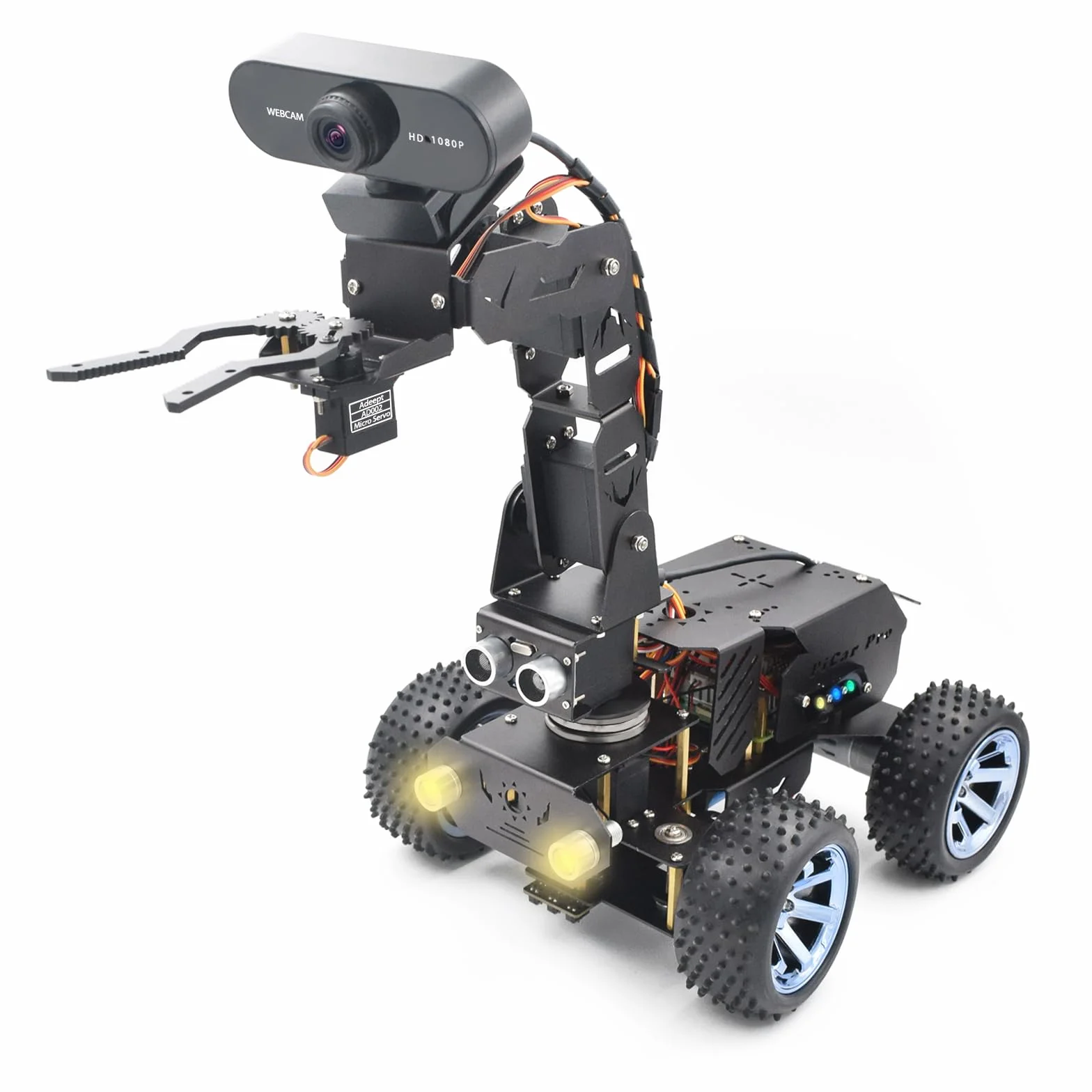 Adeept PiCar Pro V2 Kit de robótica (Raspberry Pi no incluido), coche inteligente con brazo robótico de 4 DOF para Pi 5/4/3, cámara HD 1080P, OpenCV, prevención de obstáculos, seguimiento de línea