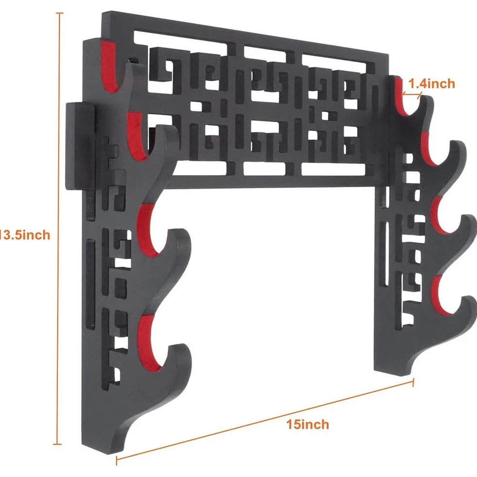 Soporte Espada de Pared Terciopelo Acolchado Katana Samurai 4 Niveles
