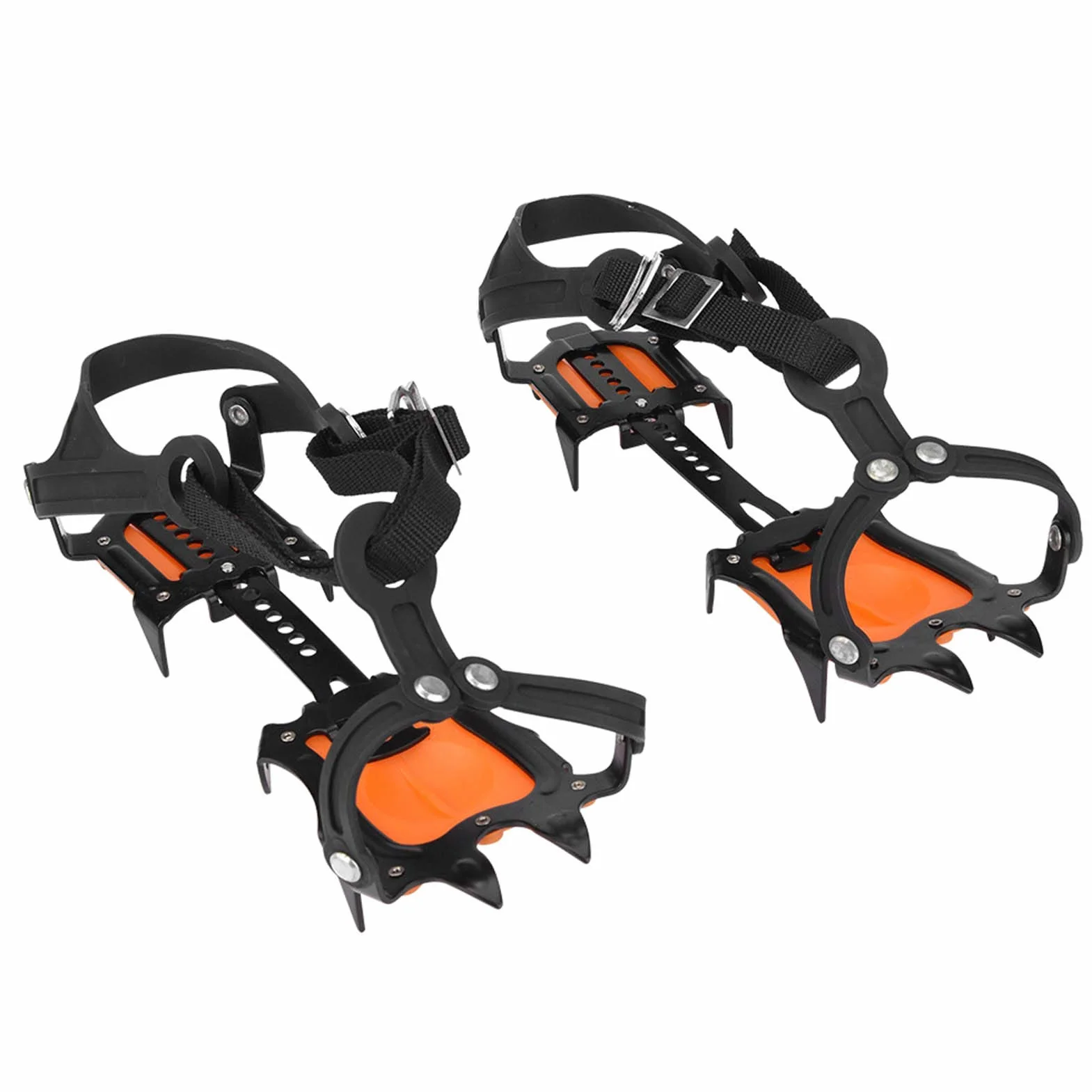 Crampones de Nieve 10 Dientes con Garra Ajustable para Botas de Senderismo