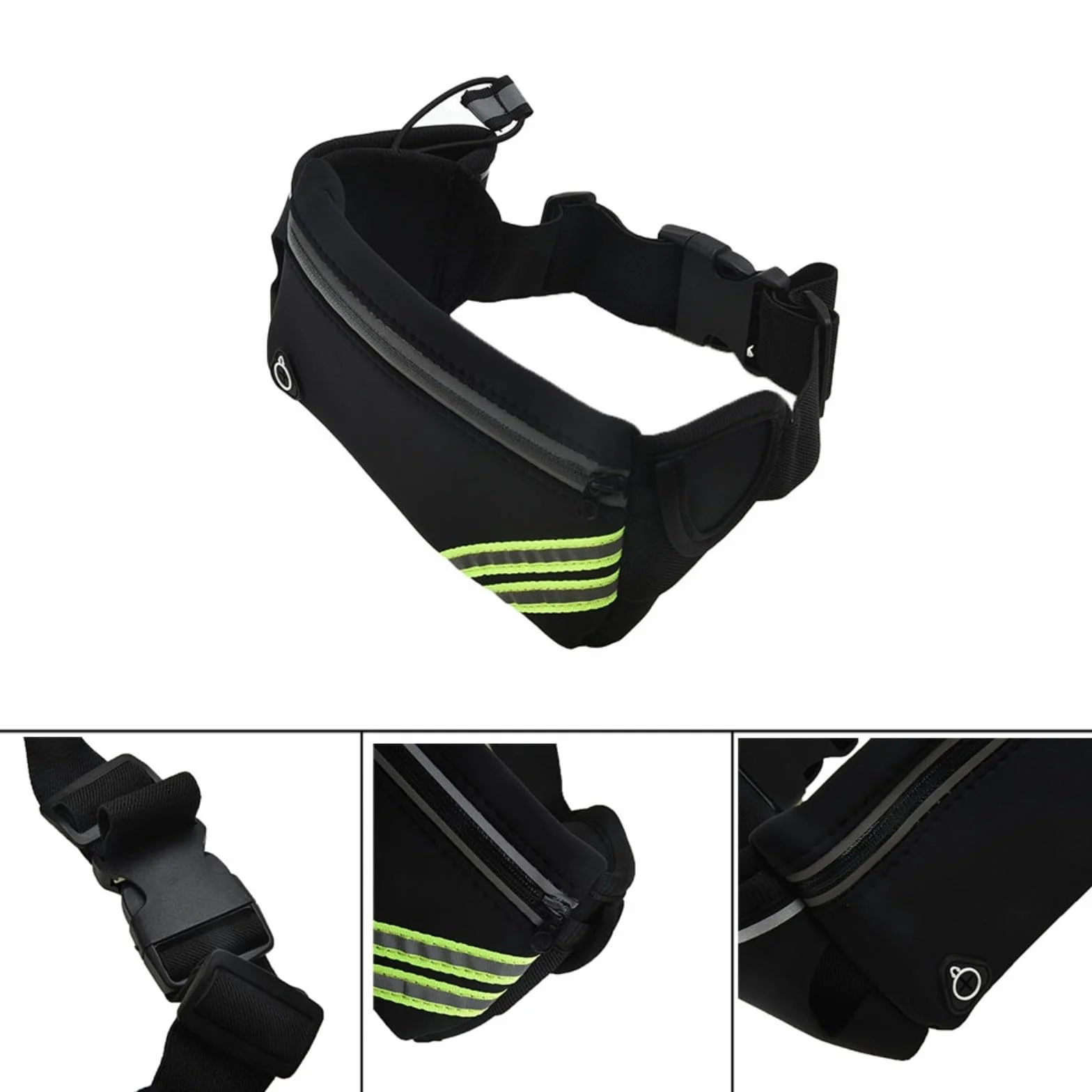 Cinturón ajustable para correr con botella de 10 onzas, riñonera a prueba de sudor para fitness, trotar y gimnasio (negro)