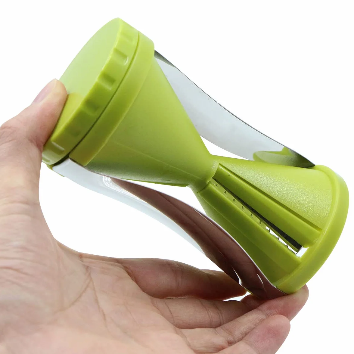 Cortador de Verdura Espiralizador Rallador - Espiral Manual Pasta Calabacín, Pelador Acero Inoxidable para Fideos Vegetales, Zanahoria, Pepino, Patata, Calabaza, Espárragos, Verde,1 Pieza
