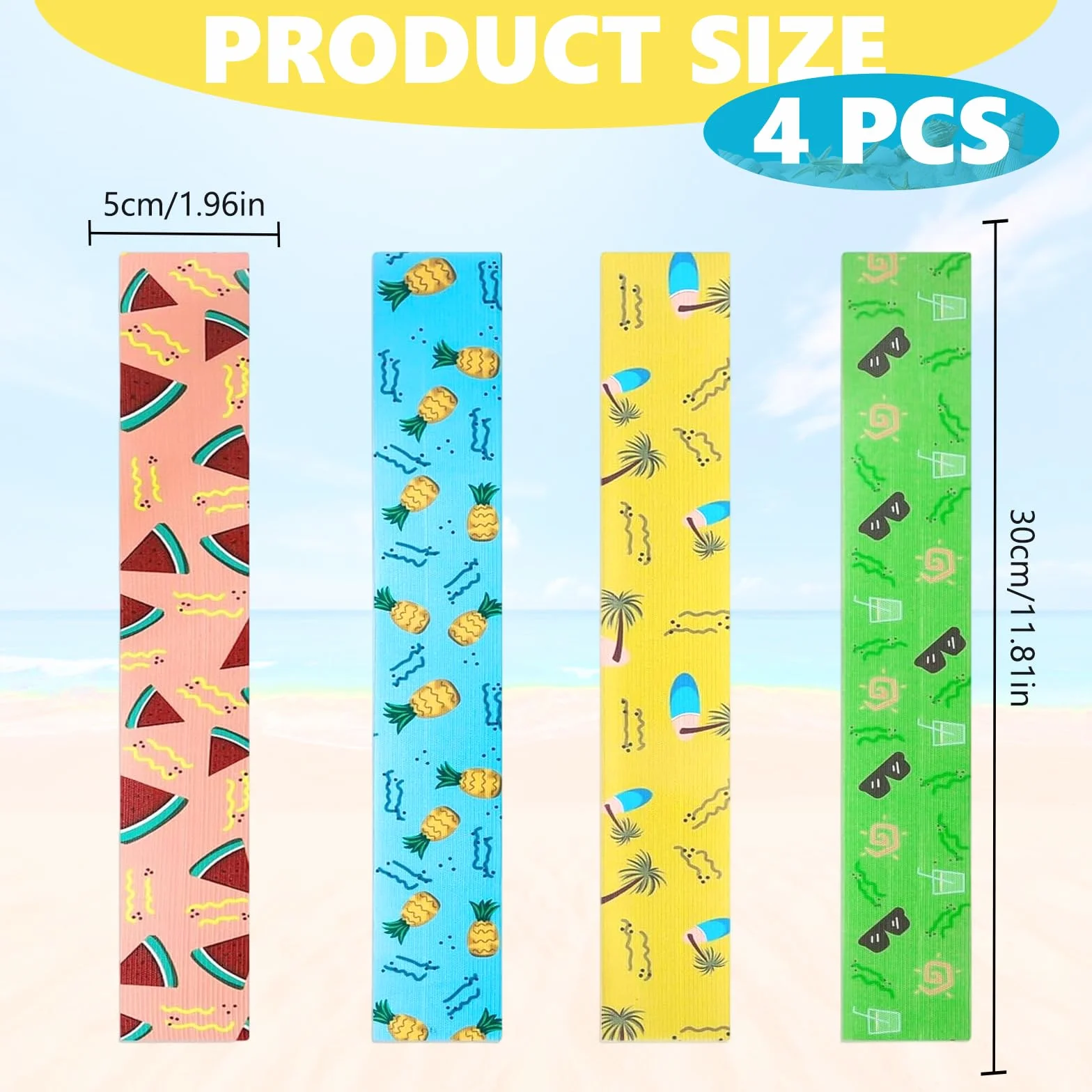 4 Piezas Bandas Elásticas para Sillas de Playa, Correas de Fijación Firme para Crucero, Antiviento Clips de Toalla para Tumbonas, Silla Piscina, 5 x 30cm