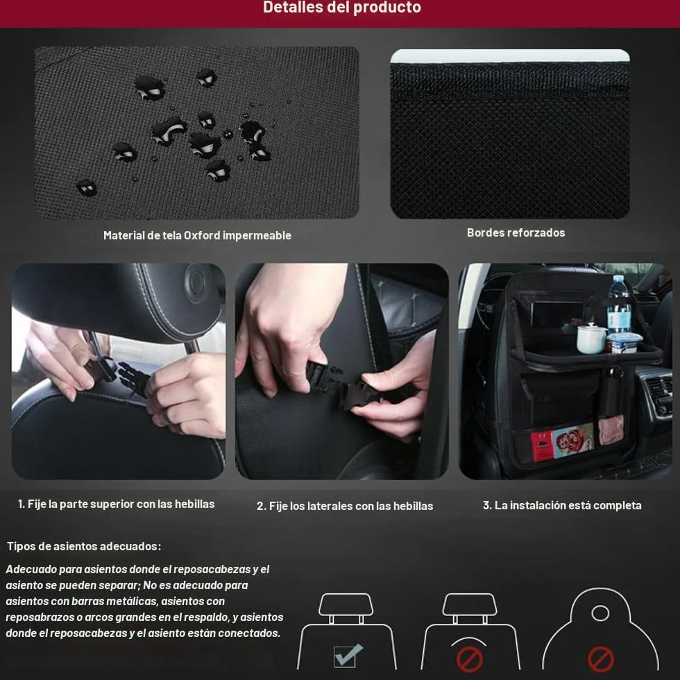 2Pcs Organizador De Asiento De Coche, Almacenamiento De Asiento De Automóvil Con Soporte De Mesa De Comedor Plegable, Organizador Para Coche Para Juguetes, Aperitivos, Artículos Básicos De Viaje, Etc