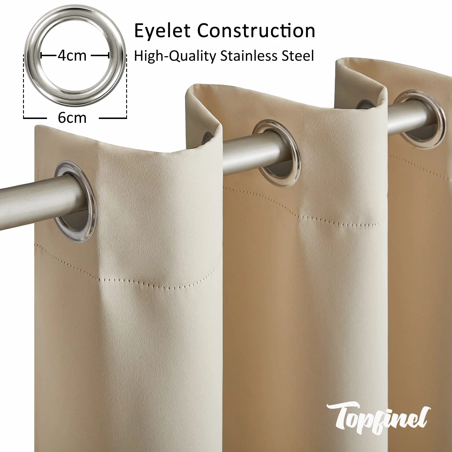 Topfinel Cortinas Térmicas Aislantes Opacas con Ojales 140x175 Beige 2 Piezas