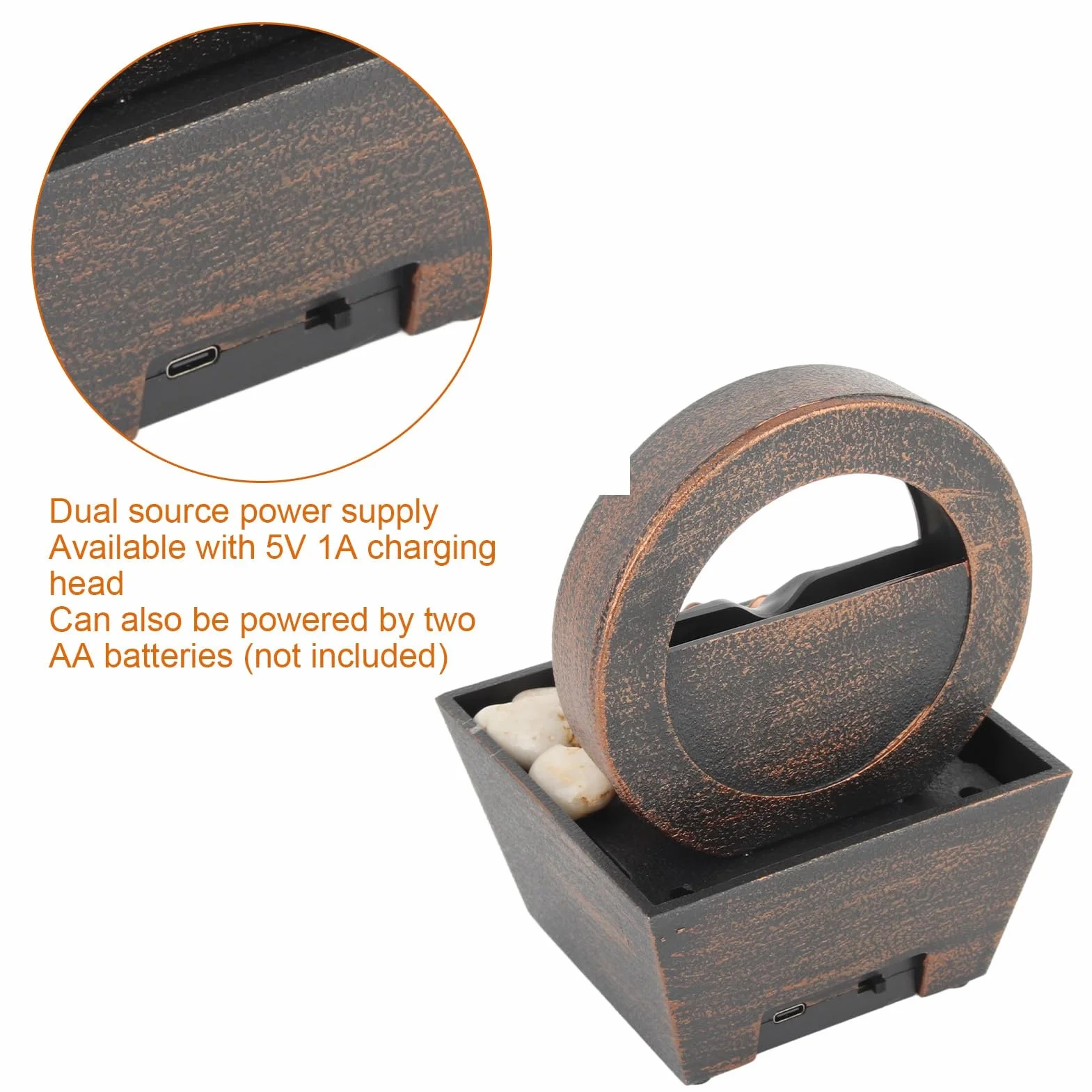 Fuente de escritorio Fuente de escritorio Fuente de cascada interior Cascada Decoración con flores de loto para la decoración del hogar con luz LED y cable USB