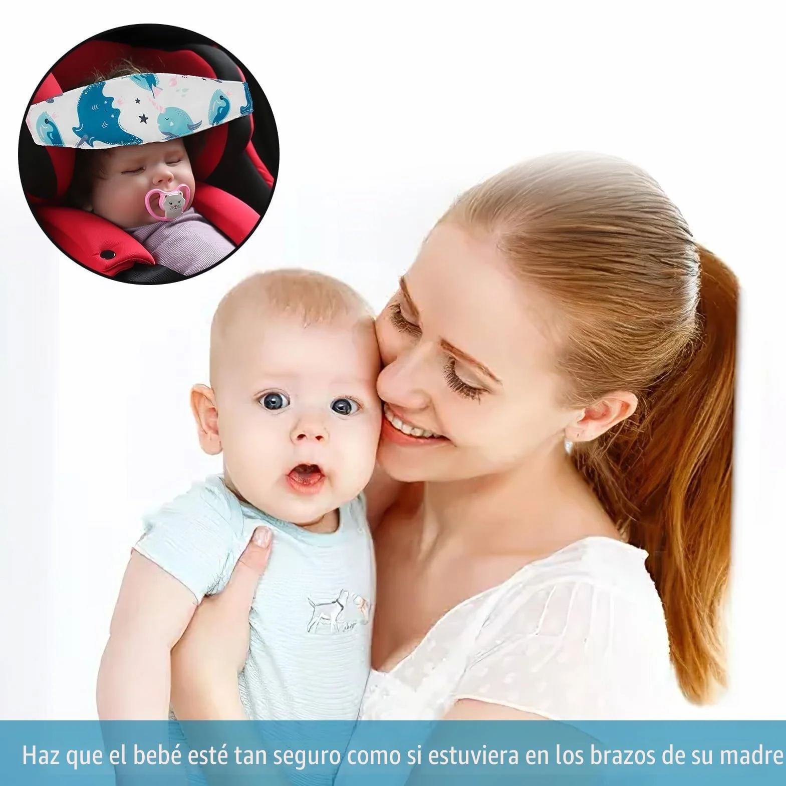 Soporte Seguridad Cabeza Bebe Coche, Cinta Ajustable Viaje Auto, Soporte Cabeza Niño Viajar Dormir