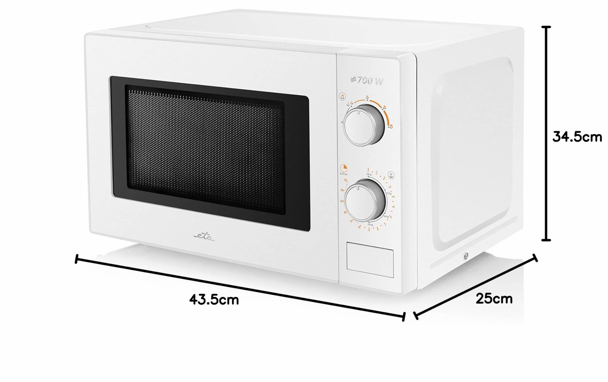 ETA Morelo Microondas I 5 Niveles I Descongelar I Calor I 700 W I Temporizador hasta 35 min I 20 litros I Blanco