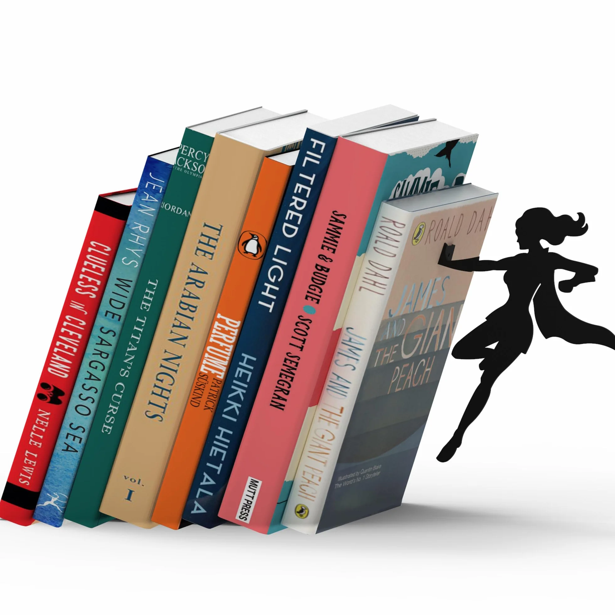 sujeta Libros |Supergal | Sujetalibros de superheroína metálico en Color Negro | Sujetalibros únicos | Regalos para Mujeres | Regalos para lectoras | Tope para Libros Original