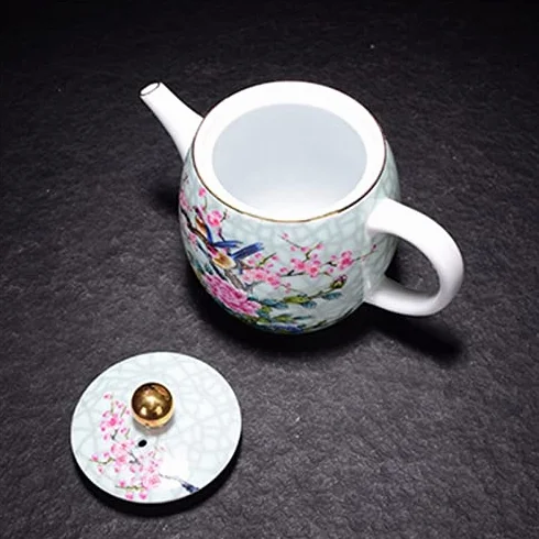 Tetera de cerámica, Juego de té de Kung Fu, Tetera Individual de Porcelana Azul y Blanca, Tetera pequeña con patrón de Flores para el hogar