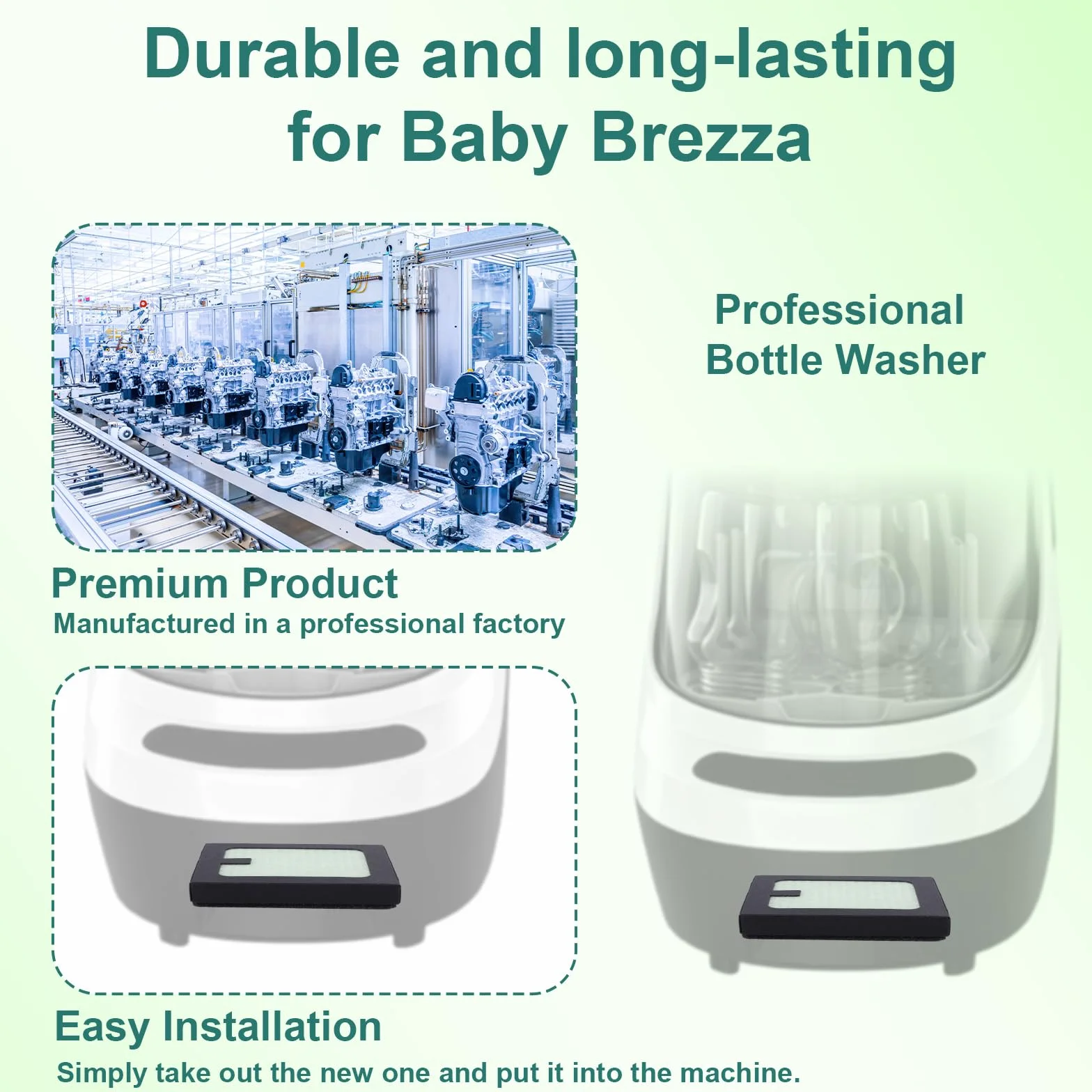 4 Unidades Filtro Repuesto Compatible con Baby Brezza Baby Bottle Washer Pro, 6,7x5,8x1,3cm PP PET Limpiador Botellas Accesorios Filtración