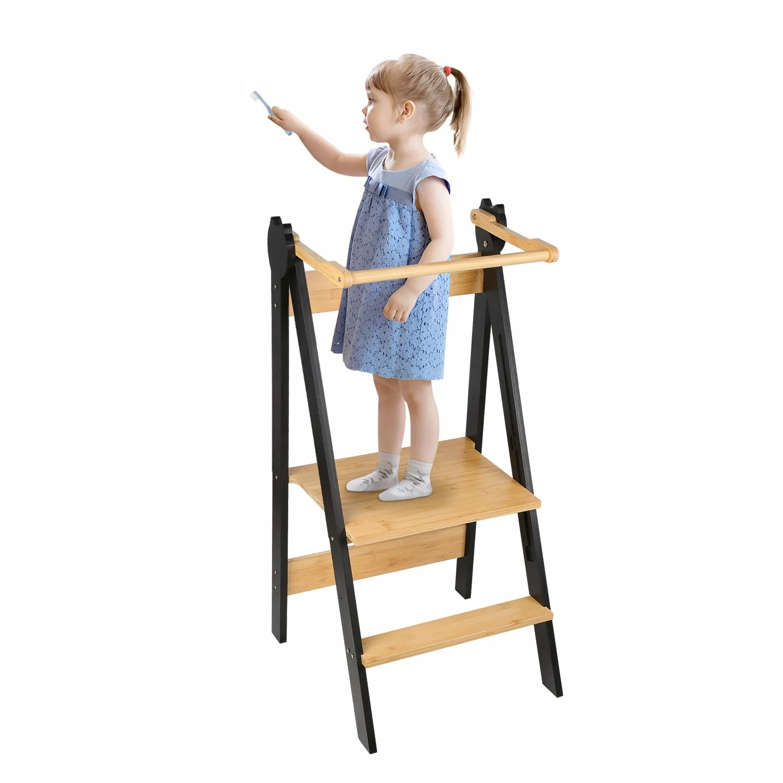 Torre de Observación Montessori para Niños con Estantes Ajustables 88x45x45 cm Café Negro