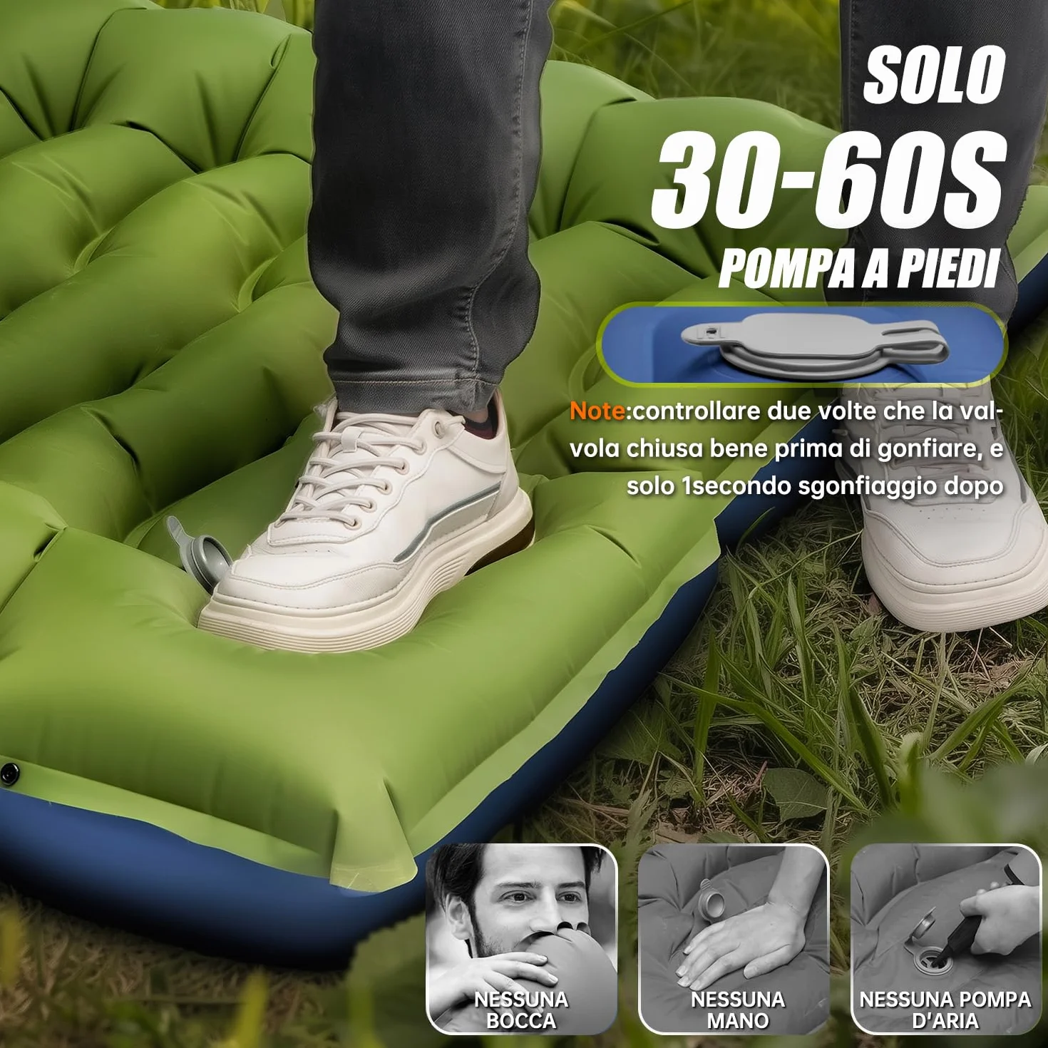 Colchoneta Camping Ultraligera Hinchable Portátil para Acampar