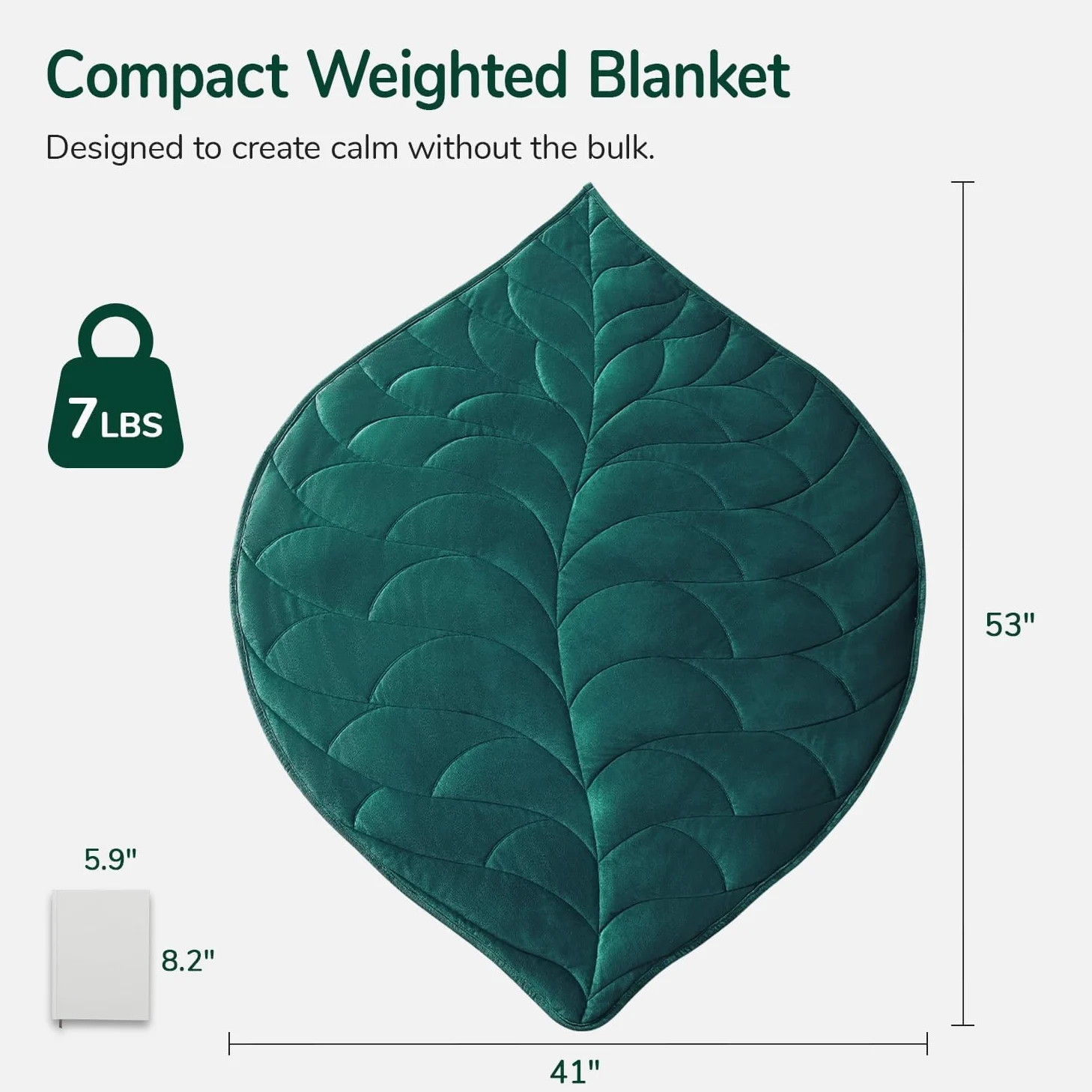 Sivio Manta Ponderada para Adultos 3.2 kg 104x135 cm, Terciopelo de Cristal Suave, Relajación y Viaje, Todas Las Temporadas, Lavable a Máquina | Verde Oscuro