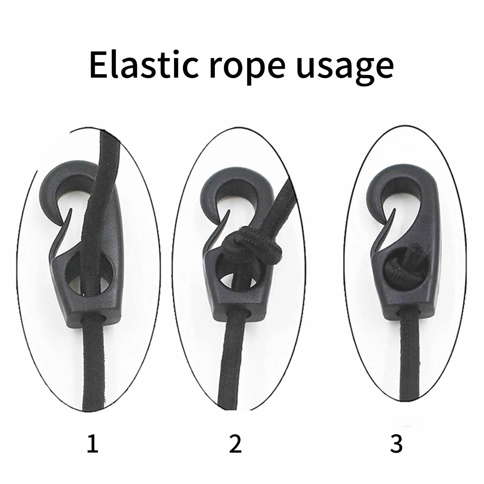 Gancho de plástico negro para barcos, gancho de cuerda elástica, accesorios para kayak