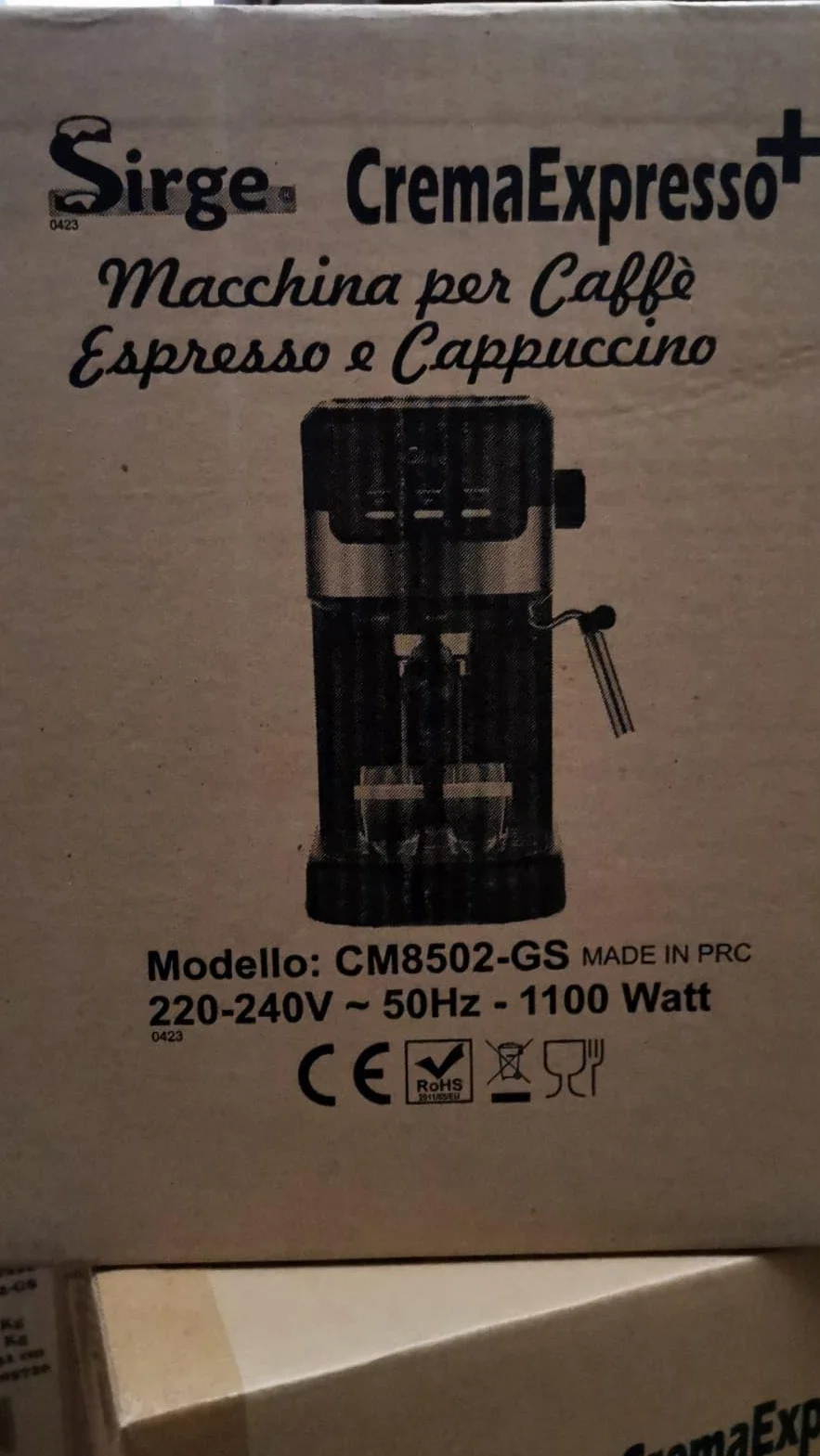 Sirge CREMAEXPRESSO Cafetera, Cafetera Espresso 15 Bares [Bomba italiana] Capacidad 1.2L, 850 W, Espumador de Leche para Cappuccino y Doble removible y Control Tactil, Negro